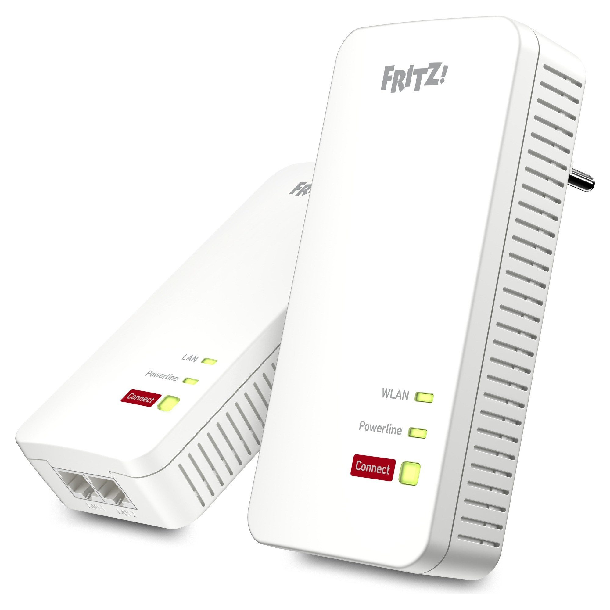 Fritz! FRITZ!Powerline 1240 AX WLAN Set Reichweitenverstärker, 2er-Set, Powerline bis 1.200 MBit/s, Wi-Fi 6 Mesh, 2x Gigabit-LAN