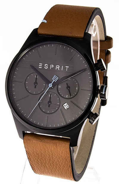 Esprit Chronograph Esprit Herrenuhr Ease Chrono Black Brown ES1G053L0035