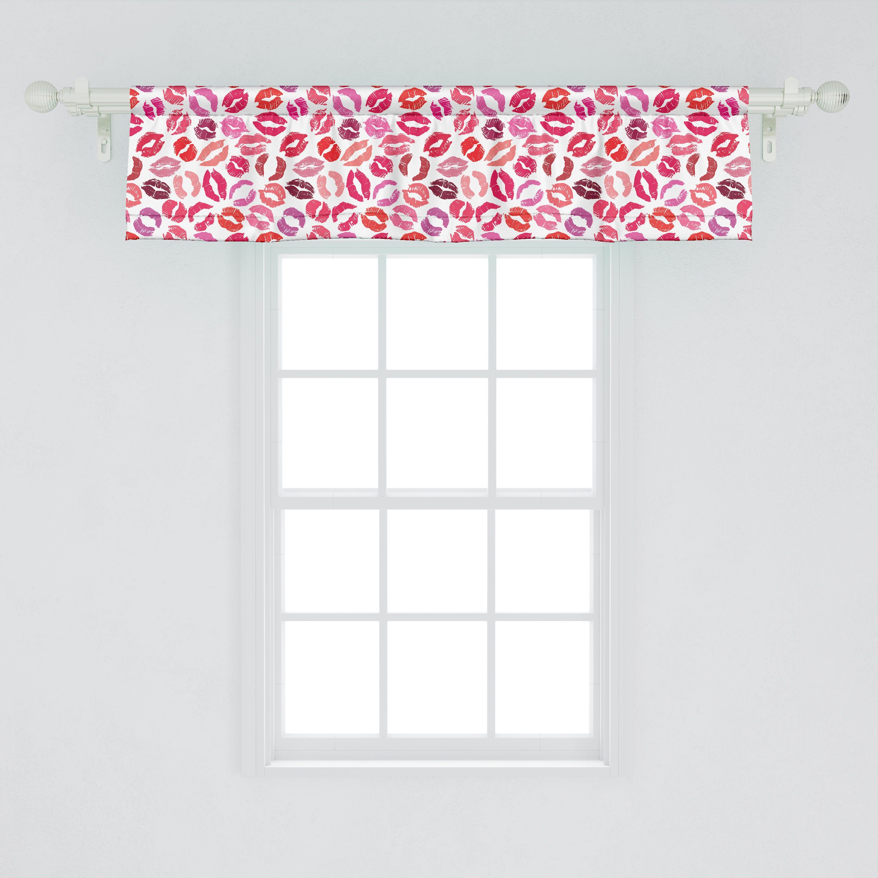 Scheibengardine Vorhang Lippenstif Schlafzimmer für Volant Küche Abakuhaus, Stangentasche, Romantisch Dekor Microfaser, mit Pattern