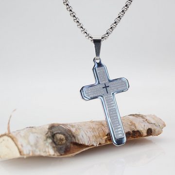 ELLAWIL Kreuzkette Edelstahlkette Kette mit Kreuz Anhänger Halskette Kreuzschmuck (Edelstahl, Kettenlänge 59 cm), inklusive Geschenkschachtel