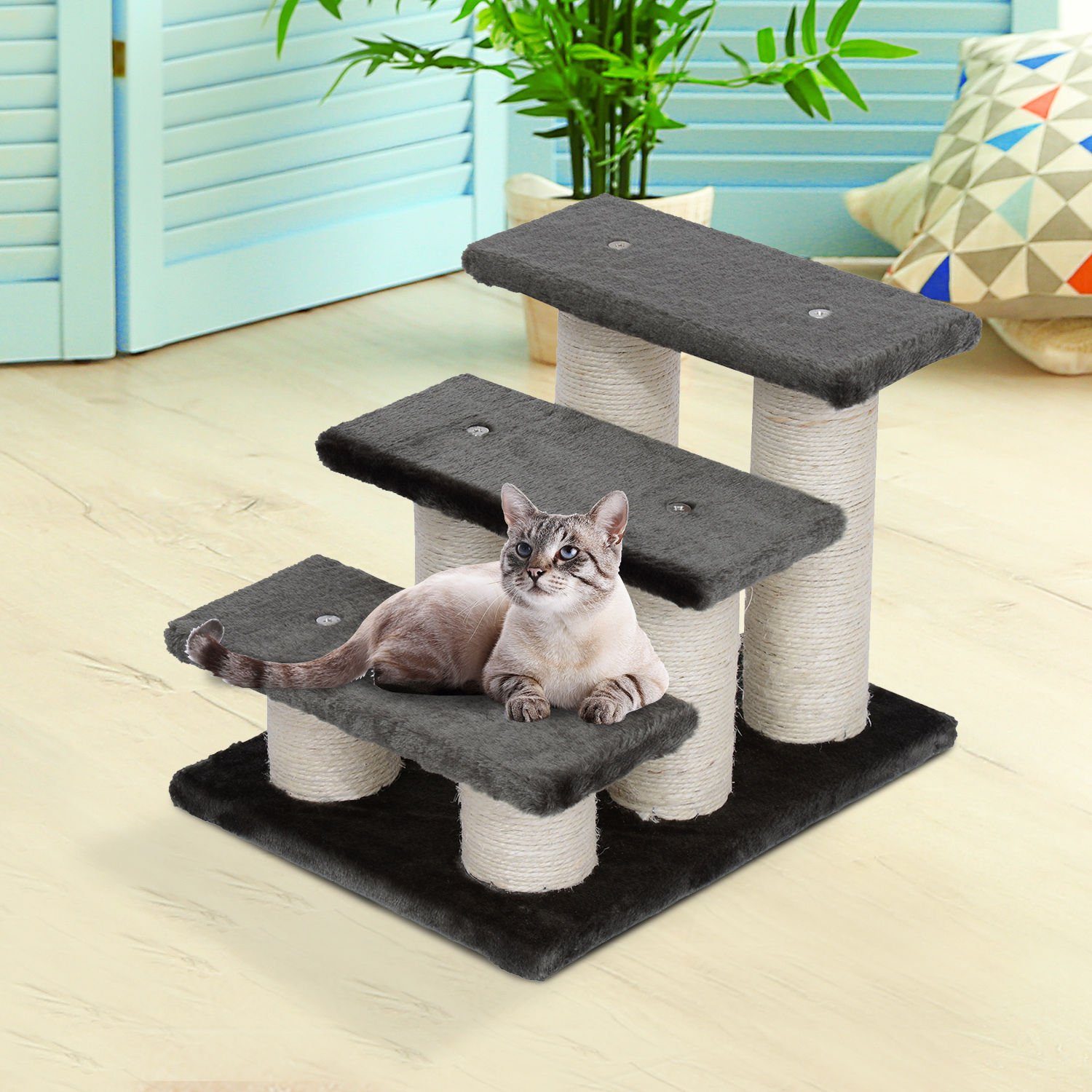 PawHut Kratzbaum Tiertreppe, dunkelgrau 45 x günstig online kaufen