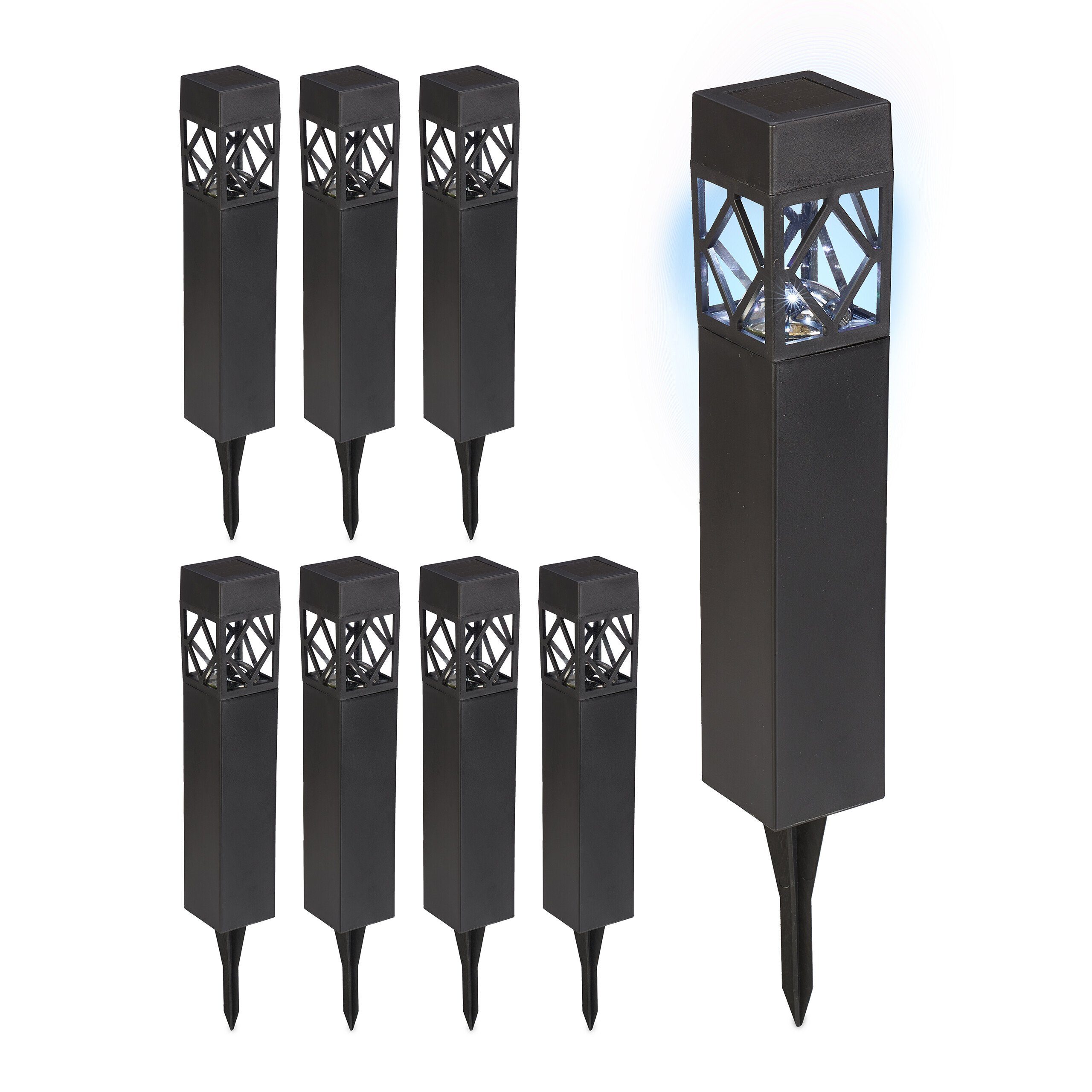 relaxdays LED Solarleuchte Solarlampen Set, 8er günstig online kaufen