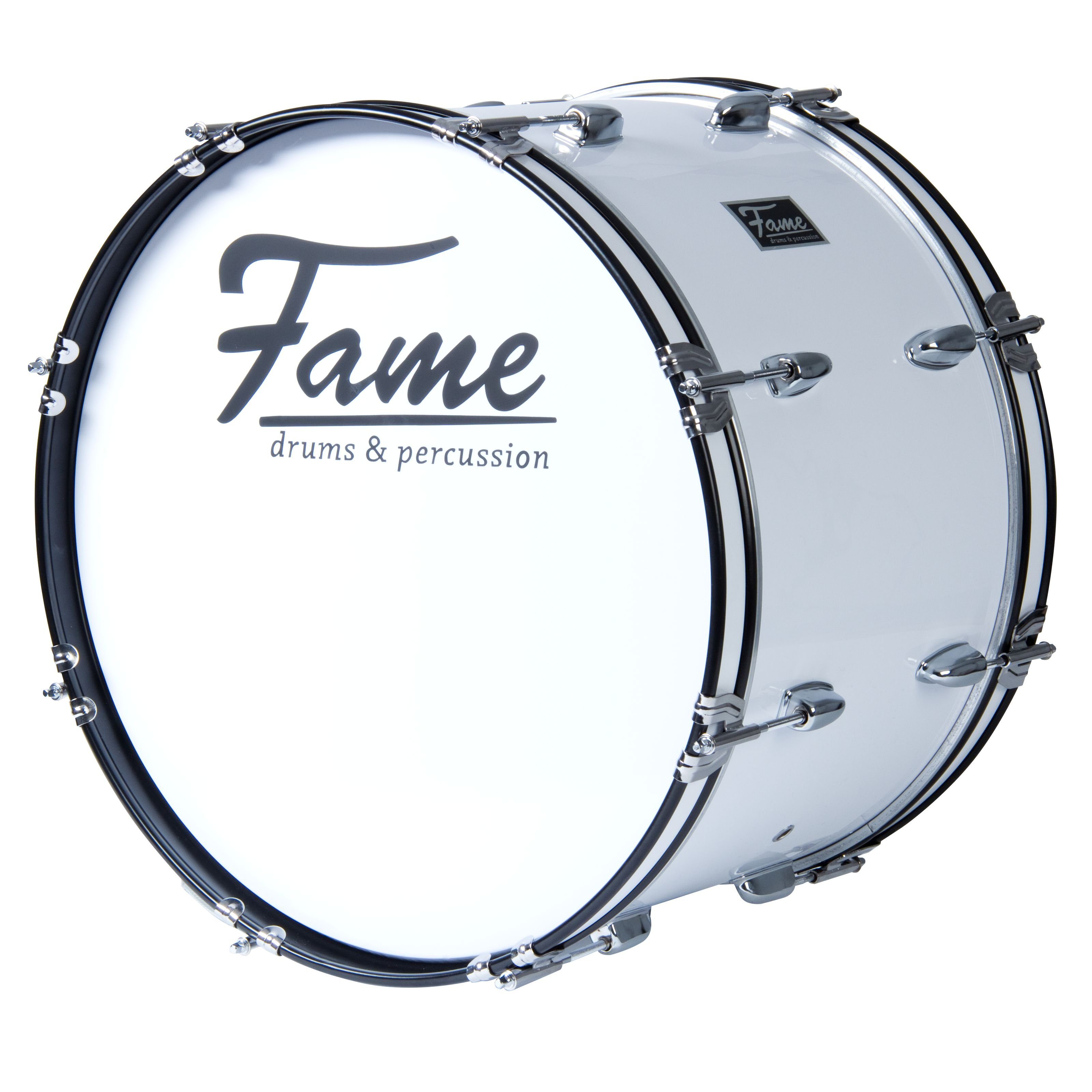 FAME Bass Drum,Marching Bass Drum 22"x12" Leicht Weiß 7-Lagen Lindenholz Kraftvoller Klang Inklusive Tragegurt Beater Stimmschlüssel Ideal für Einsteiger Junge Spieler", Marching, Bass Drums, Marching Bass Drum, Leicht, Kraftvoller Klang