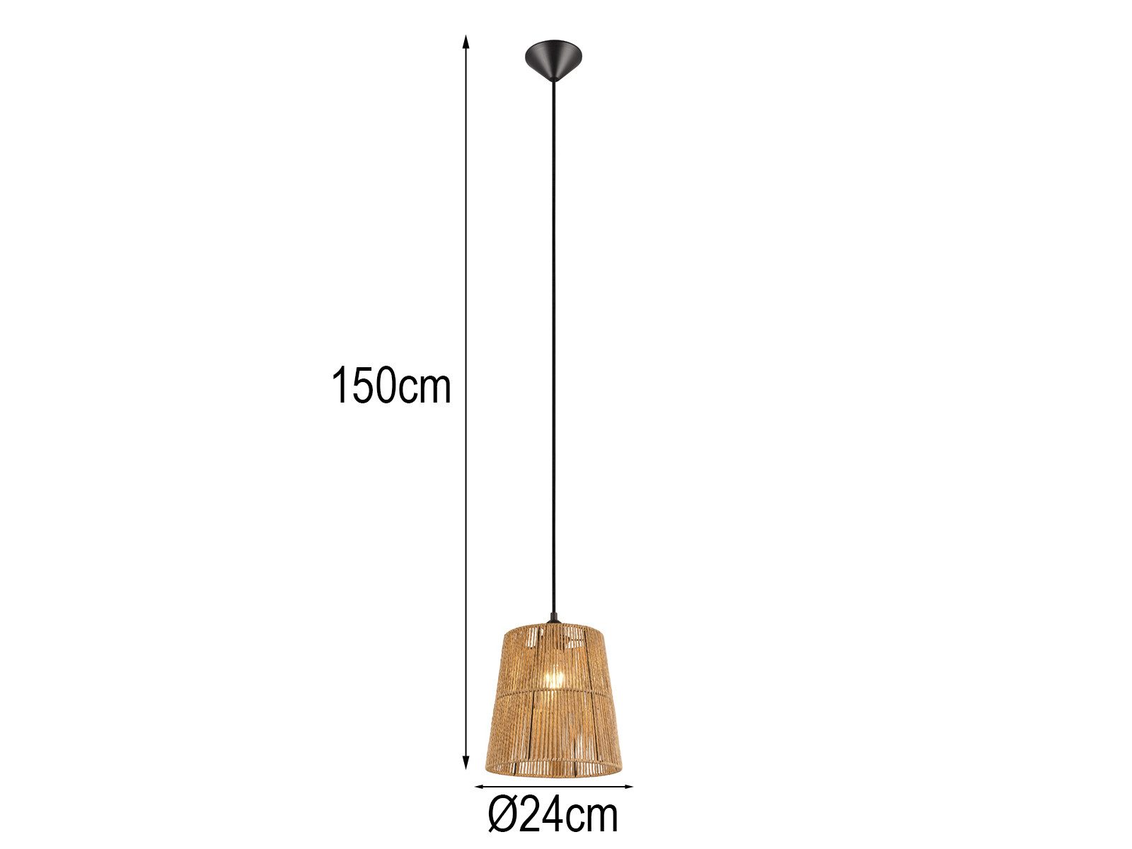 Reality Leuchten LED Pendelleuchte mit Lampenschirm aus Papiergarn, Ø 24cm, Dimmfunktion, LED wechselbar, warmweiß, klein-e Hängelampe einflammig skandinavisch- – Bild 4 von 5