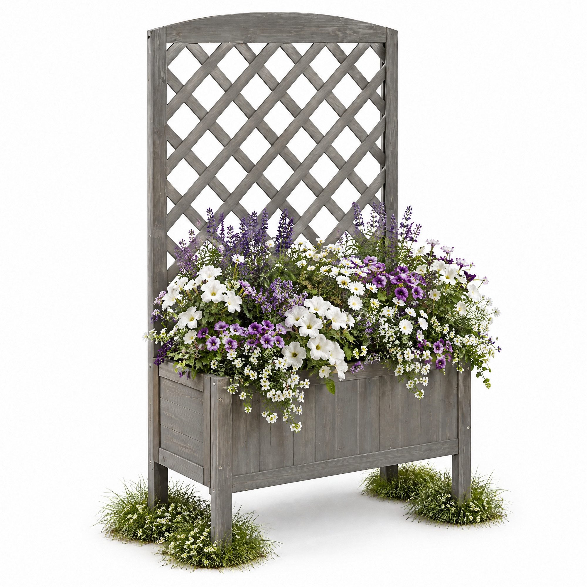 Melko Blumenkasten Rankkasten Blumenkasten Rankgitter Holz Grau 72x30x120 cm Rankhilfe (Stück), Rankhilfe