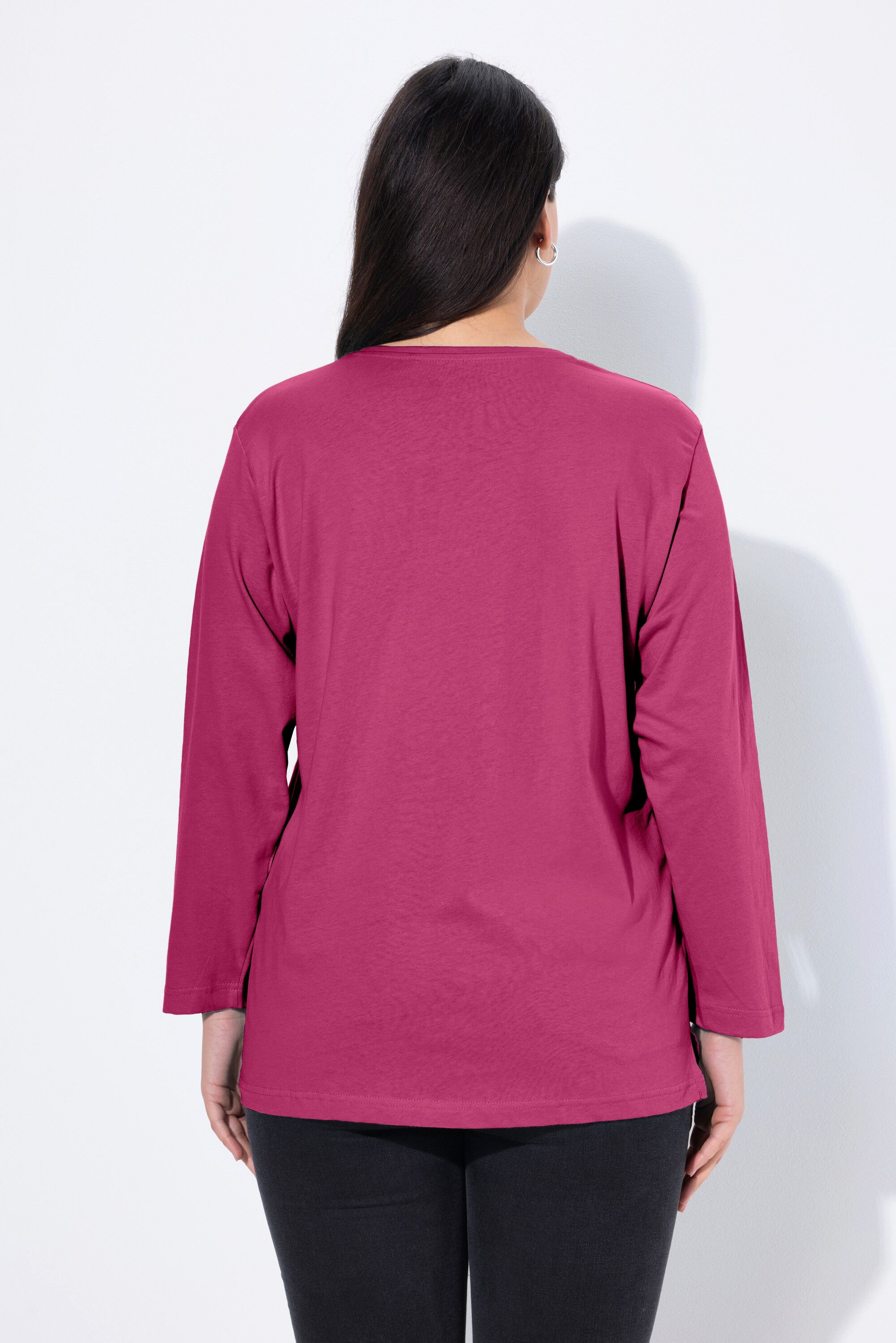 Ulla Popken T-Shirt Shirt V-Ausschnitt Relaxed Langarm – Bild 3 von 4
