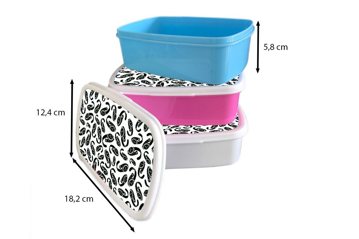 Lunchbox und Brotbox für Kinder Erwachsene, Mädchen Jungs Muster, und Brotdose, Uhr Kunststoff, - (2-tlg), - Schwarz und MuchoWow Weiß für