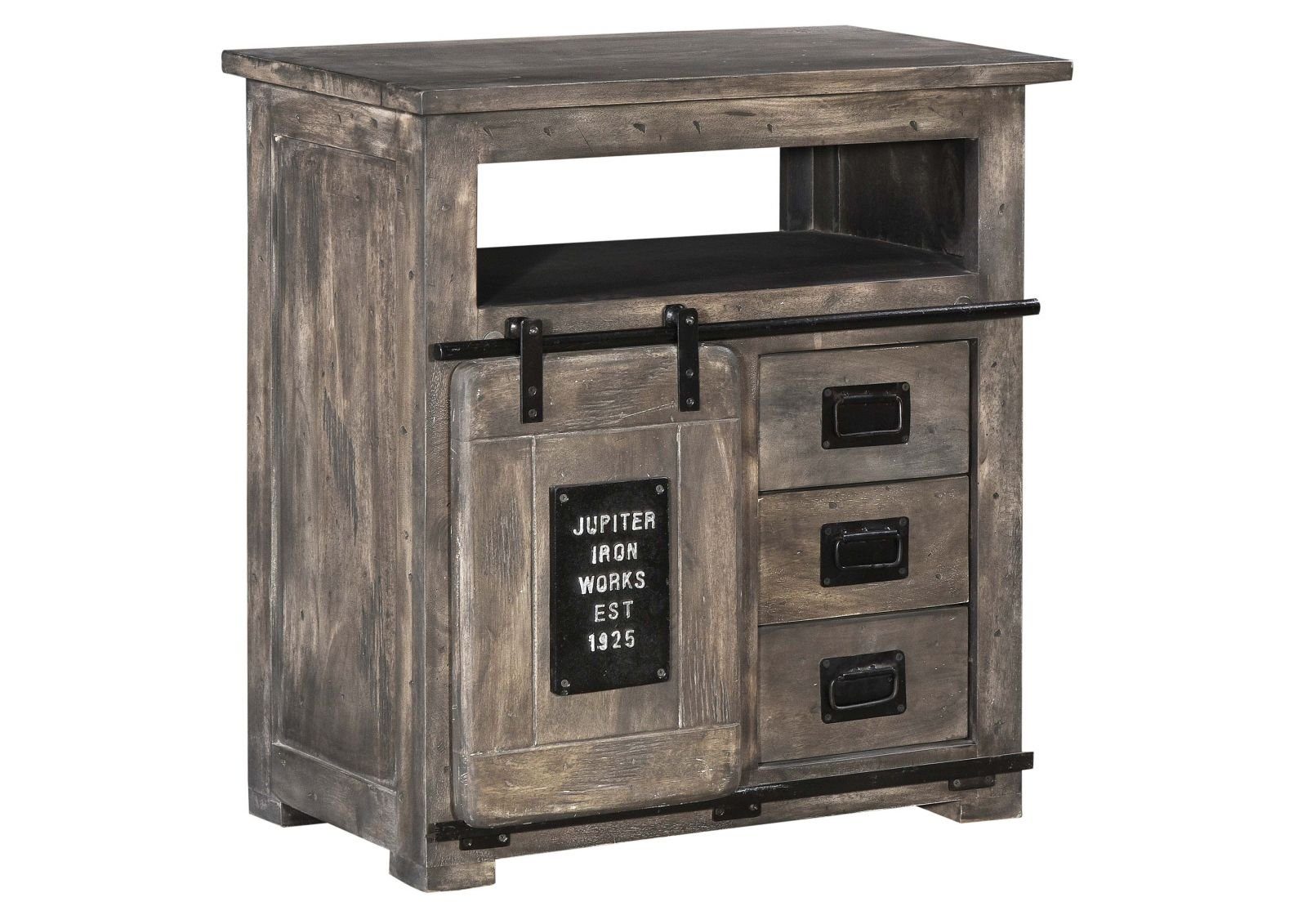 Massivmoebel24 Kommode RAILWAY (Massivholz), Kommode Mango 80x45x85 grau lackiert RAILWAY #210