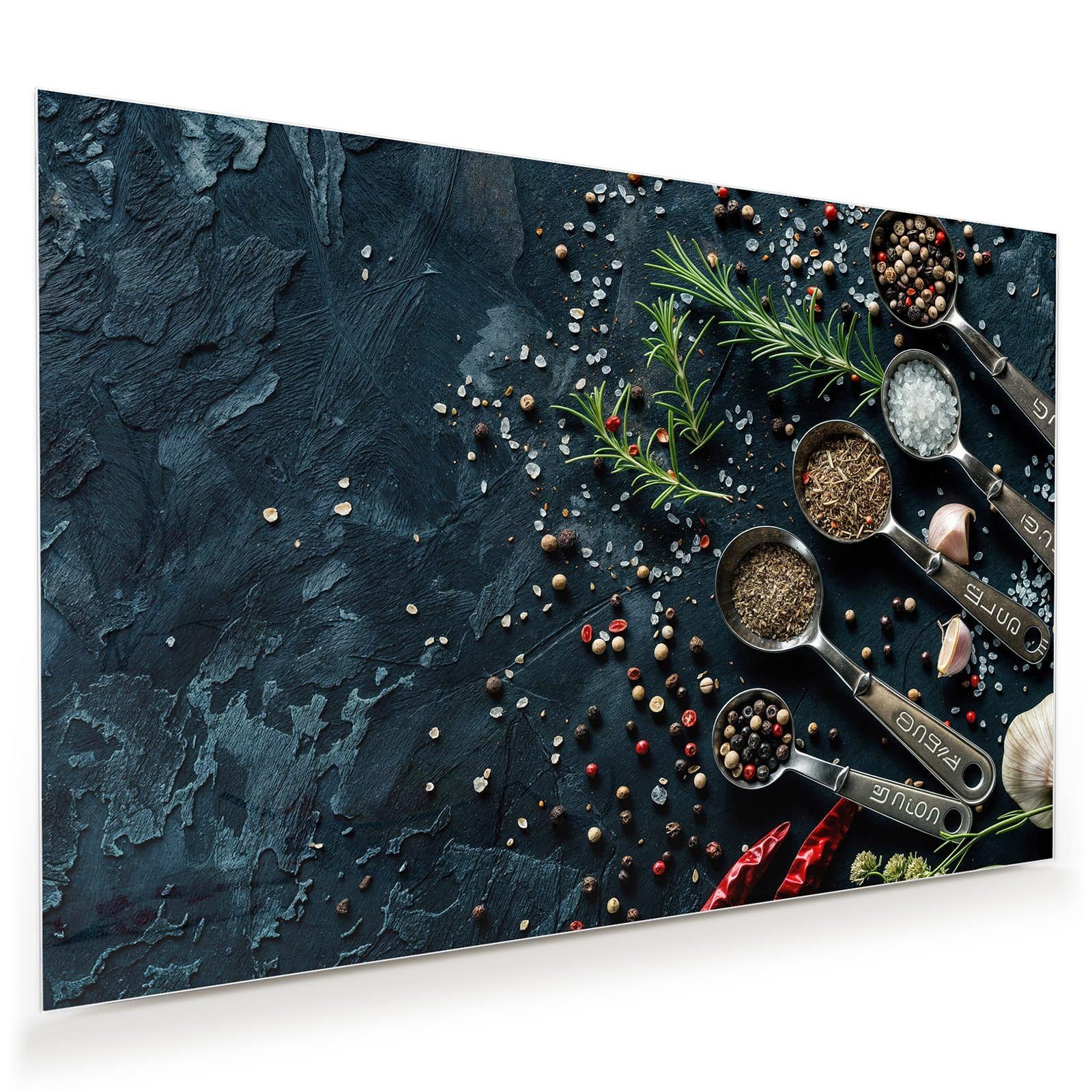 Primedeco Glasbild Wandbild Kräutersammlung mit Aufhängung, Gewürze & Früchte (21 verschiedene Größen, 1 St), Elegante Aufhängung