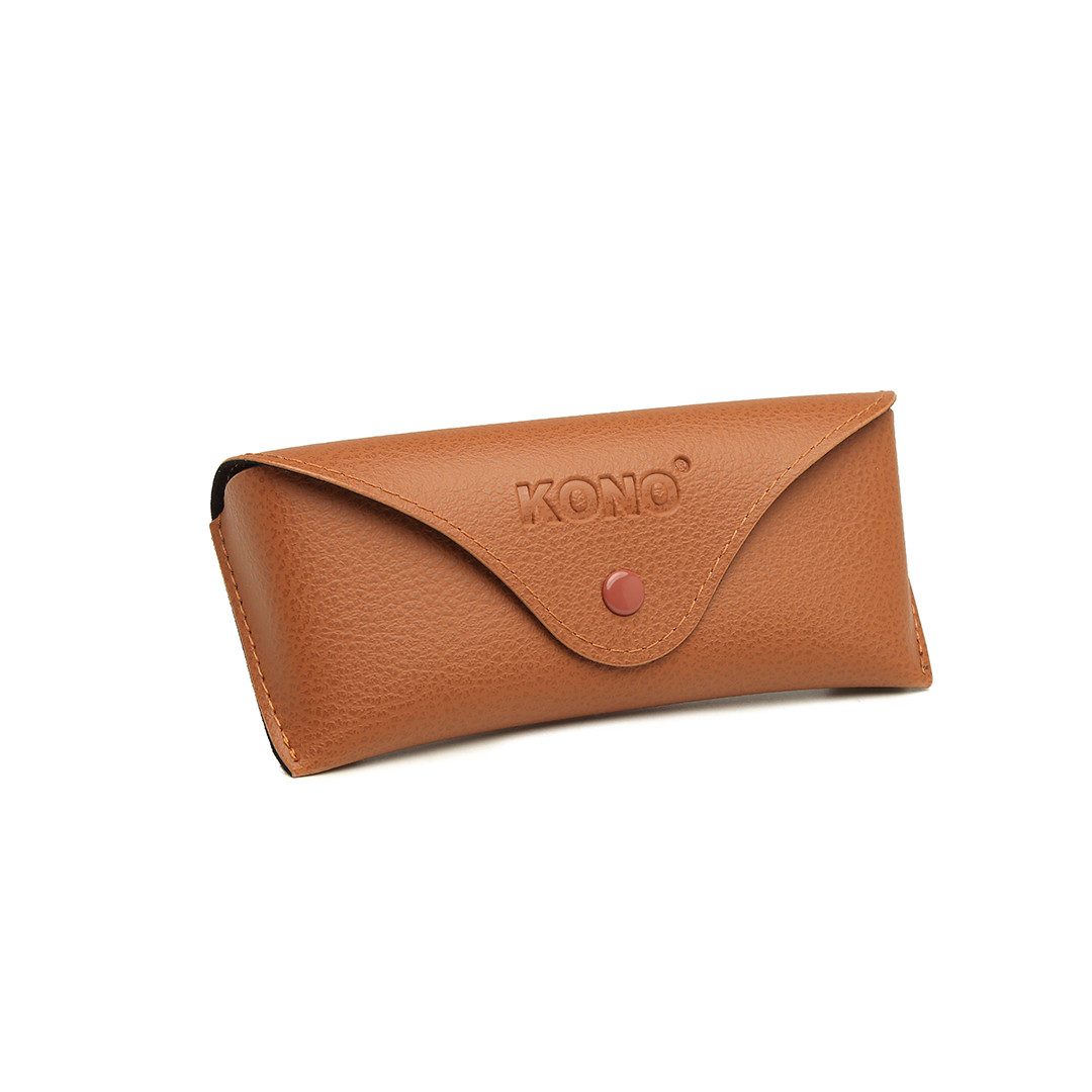 KONO Brillenetui Case Klassische Schutzhülle für Sonnenbrillen PU Leder Unisex