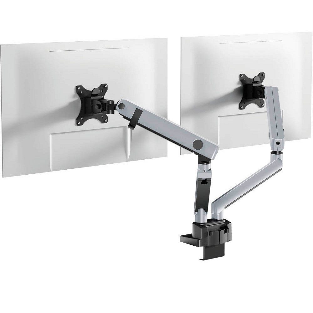 DURABLE Monitor-Halterung 1 Monitor Halterung SELECT PLUS für 2 Monitore - silber, (bis 32.00 Zoll, 1-tlg., VESA Norm = 7,5 x 7,5 cm, 10 x 10 cm)