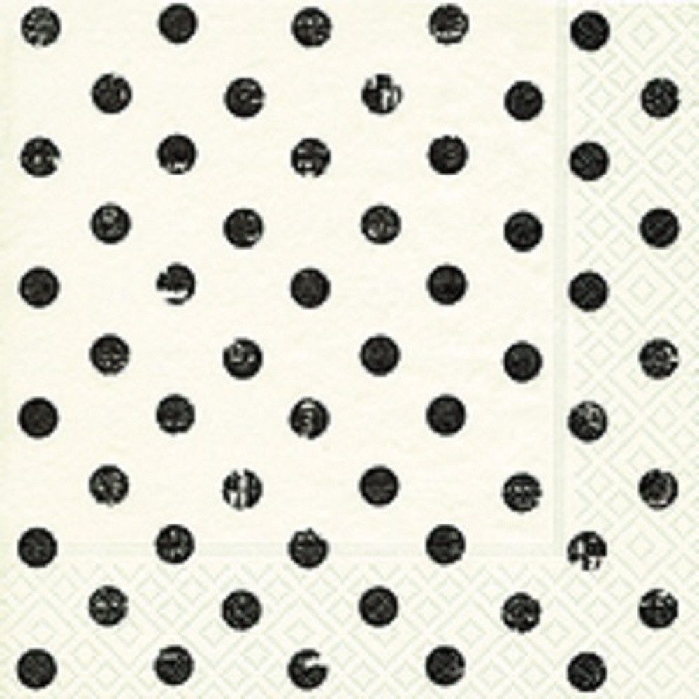 Paper+Design Papierserviette 20 LUNCH SERVIETTEN 33x33cm, Punkte schwarz auf weiß/STAMPED DOTS
