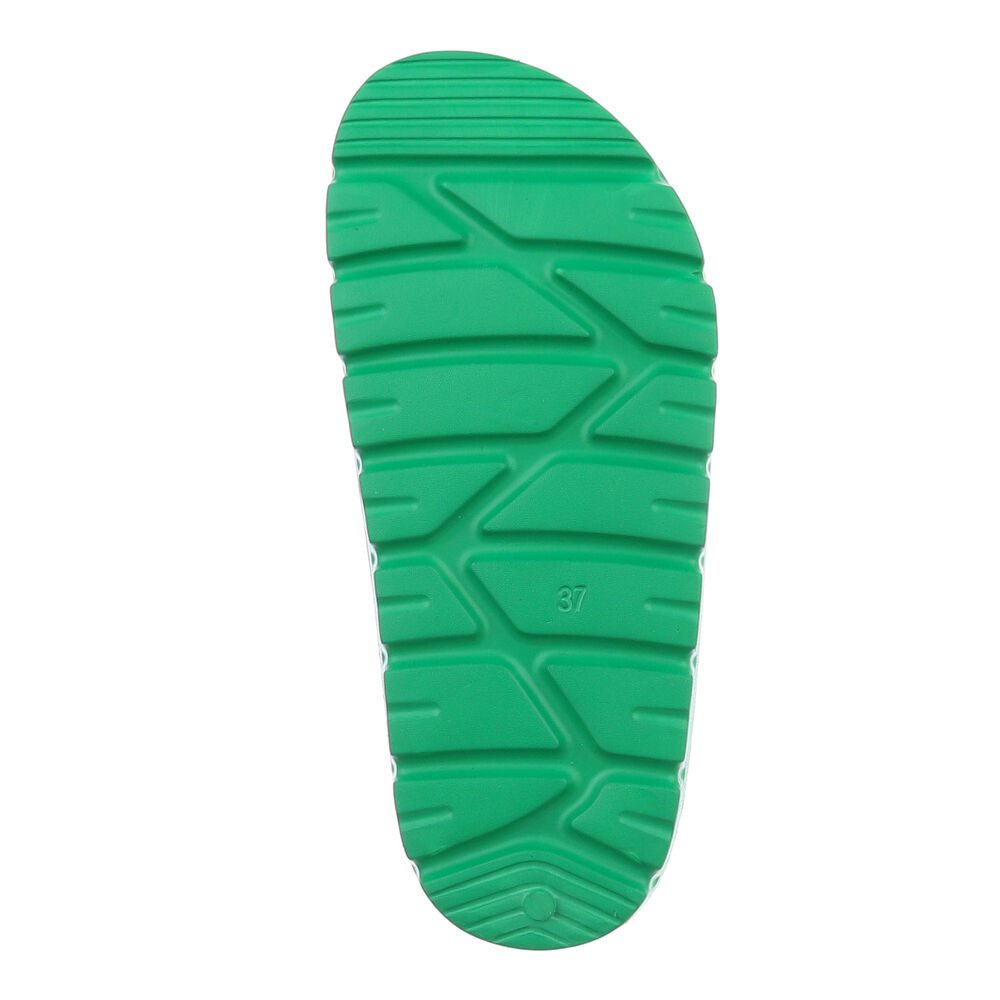 Ital-Design Damen Mules Strand Plateausandaletten (86192901) Flach Pantoletten in Grün