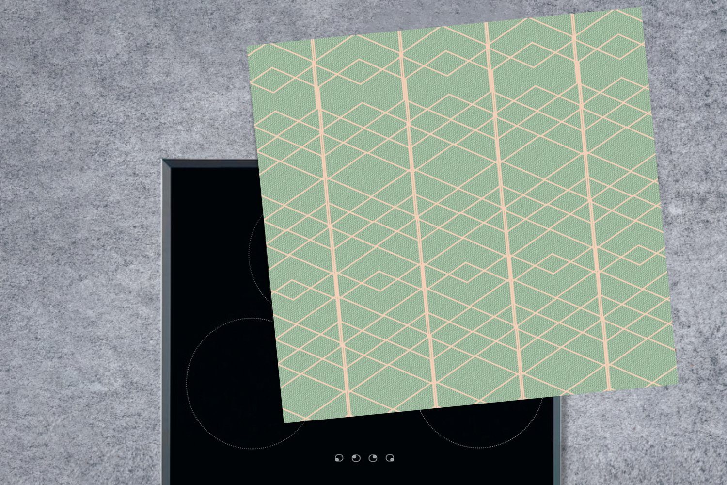 MuchoWow Herdblende-/Abdeckplatte Grün - Linie Ceranfeldabdeckung, (1 küche - tlg), Muster, Vinyl, cm, 78x78 Arbeitsplatte für