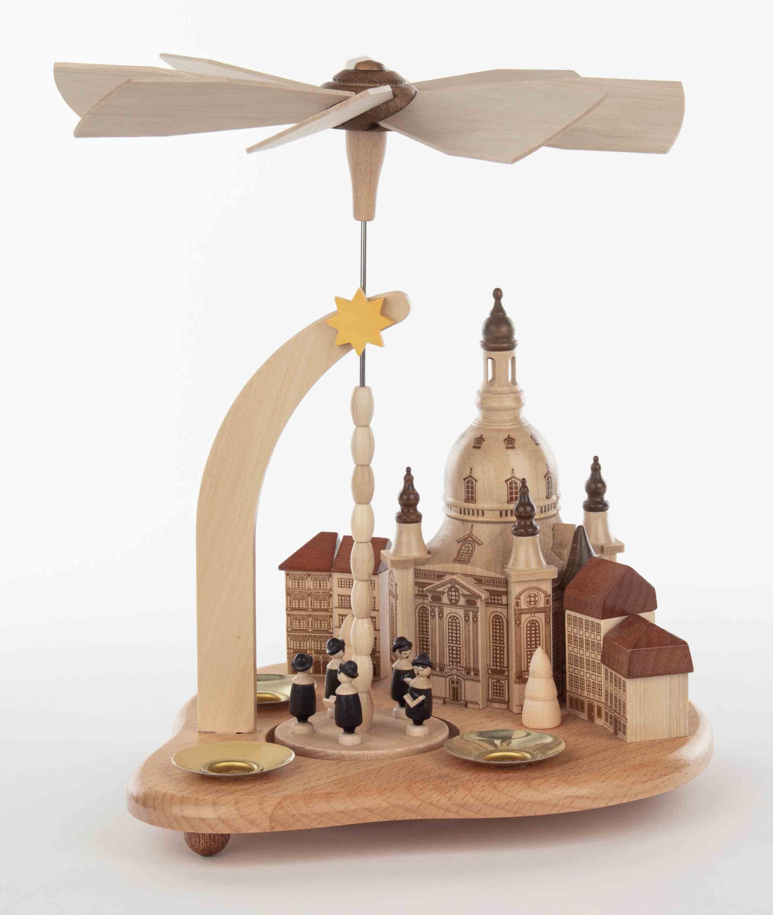 Weihnachtspyramide Tischpyramide Kurrende mit Frauenkirche HxLxB 19x19x24cm NEU