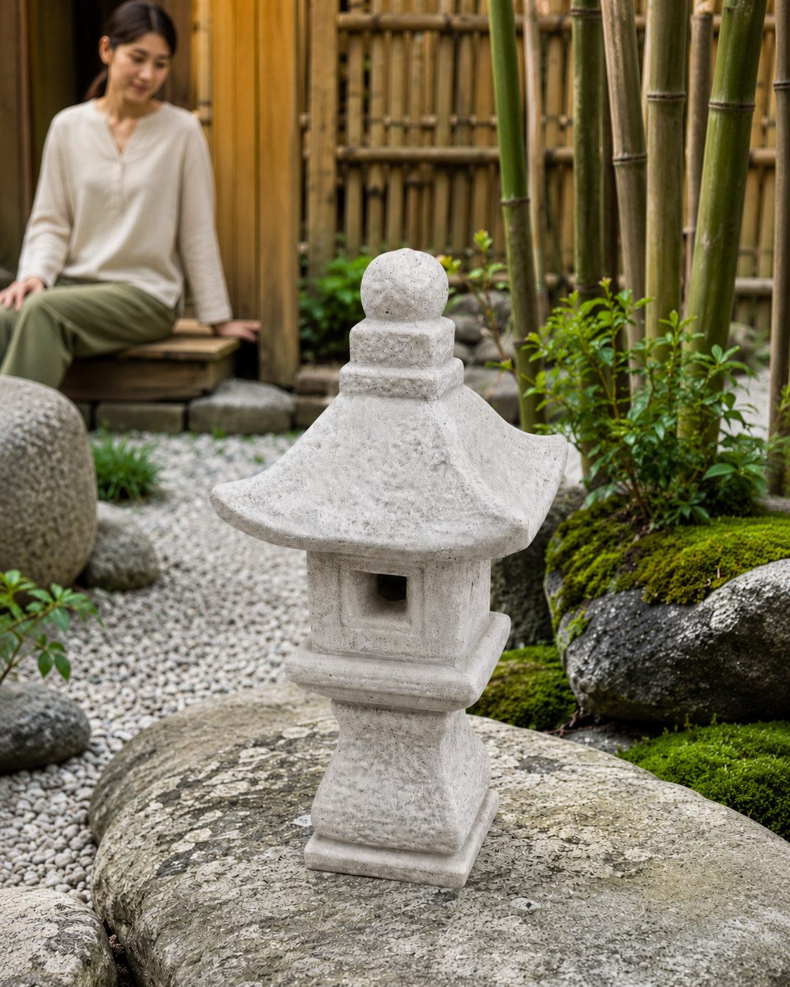 JVmoebel Dekofigur Japanische Steinlaterne Pagode Garten Asia Zen Grau Sofort (Einzelstück, 1 St., 1-teilig), Made in Europe