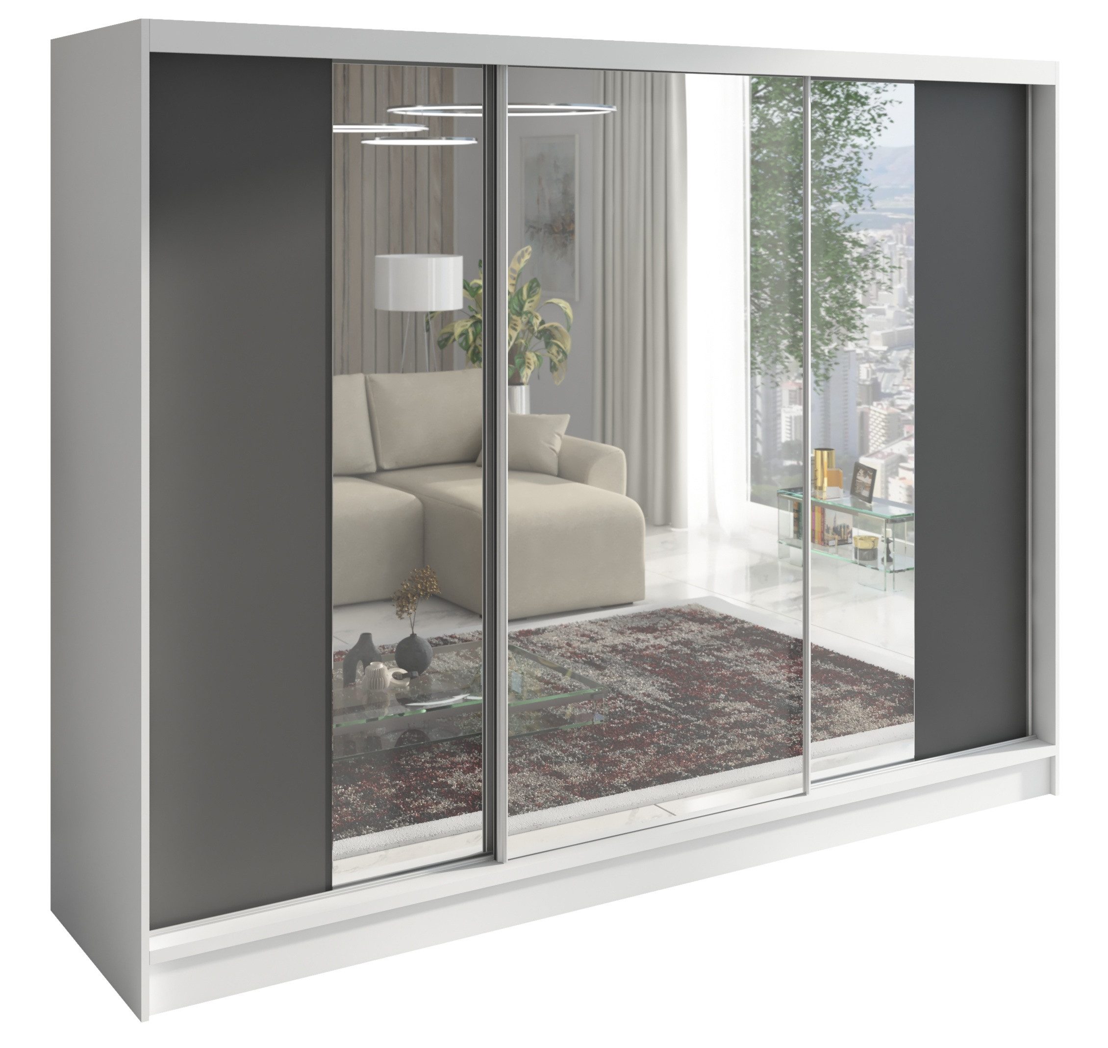 A&J MöbelLand GmbH Schiebetürenschrank VIDA 200 cm 3-türig Schrank mit Schubladen und Spiegel (TOP ANGEBOT! Geräumiger Schrank mit einer Breite von 200 cm und Spiegel, ideal zur Aufbewahrung von Kleidung und Accessoires. 3 Schubladen und viel Stauraum. TO