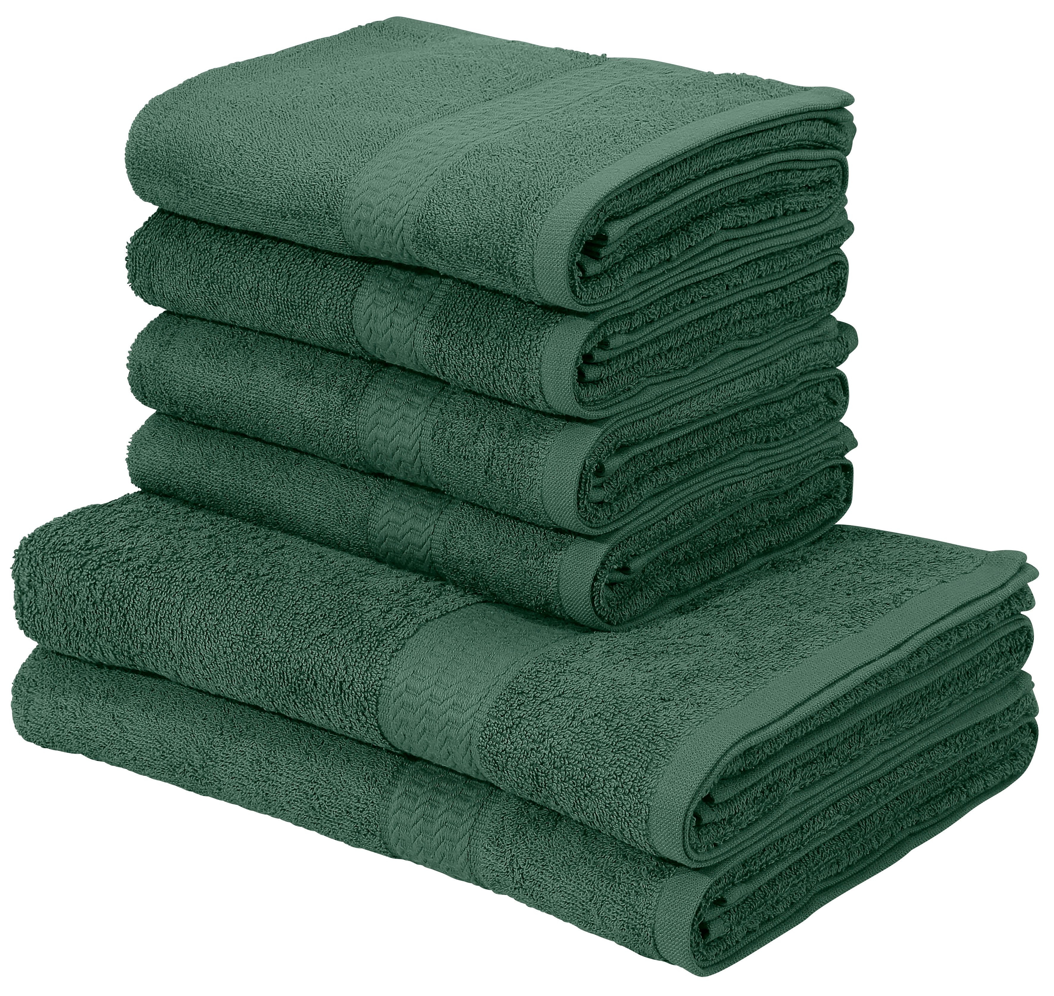 my home Handtuch Set Juna, 6-tlg., 2 Duschtücher (70x140) 4 Handtücher (50x100), Walkfrottee (6-St), 100% Baumwolle, Handtuch-Set mit Bordüre, Uni-Farben, weich