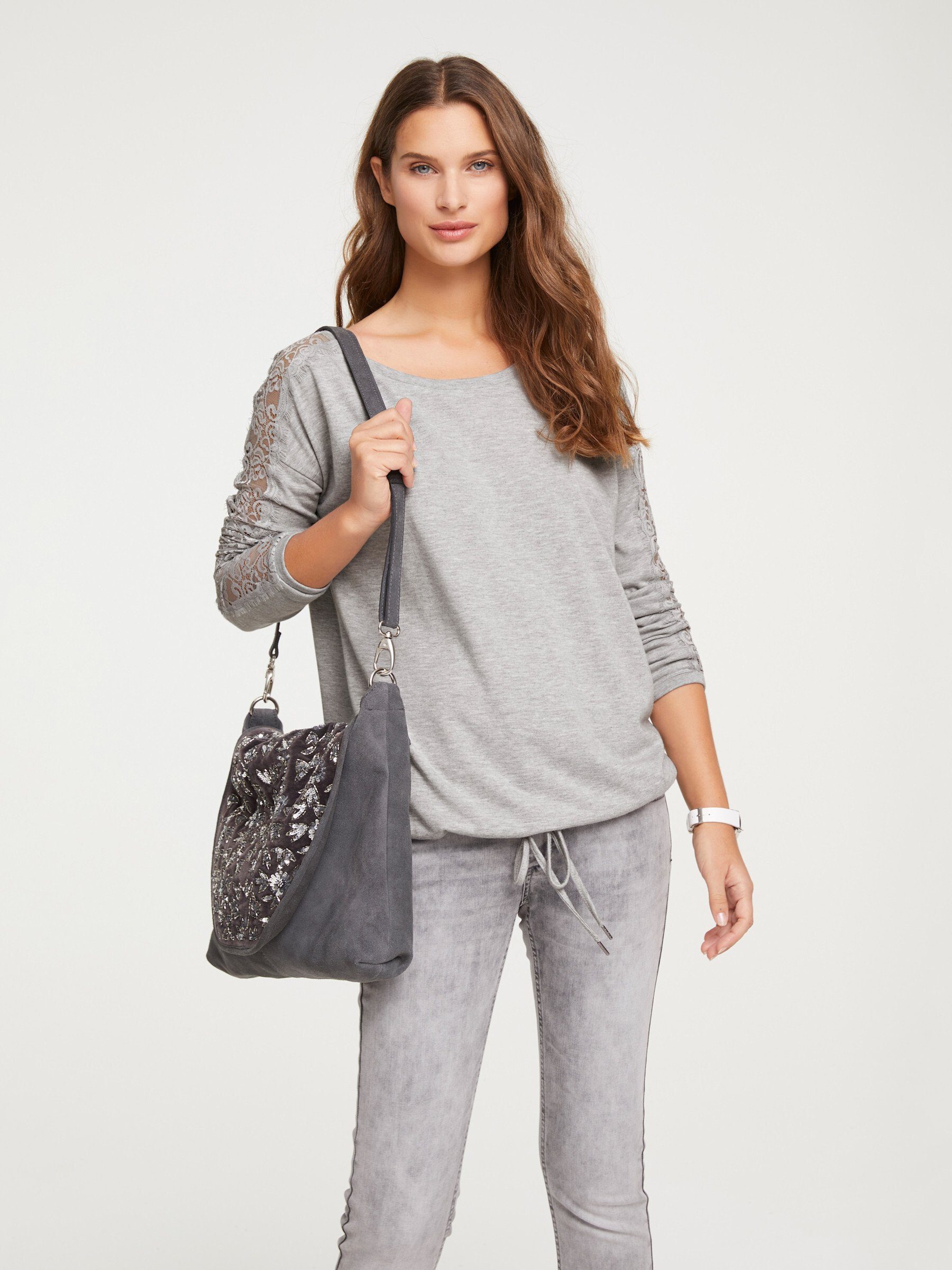 heine T-Shirt Spitzen-Shirt Langarm