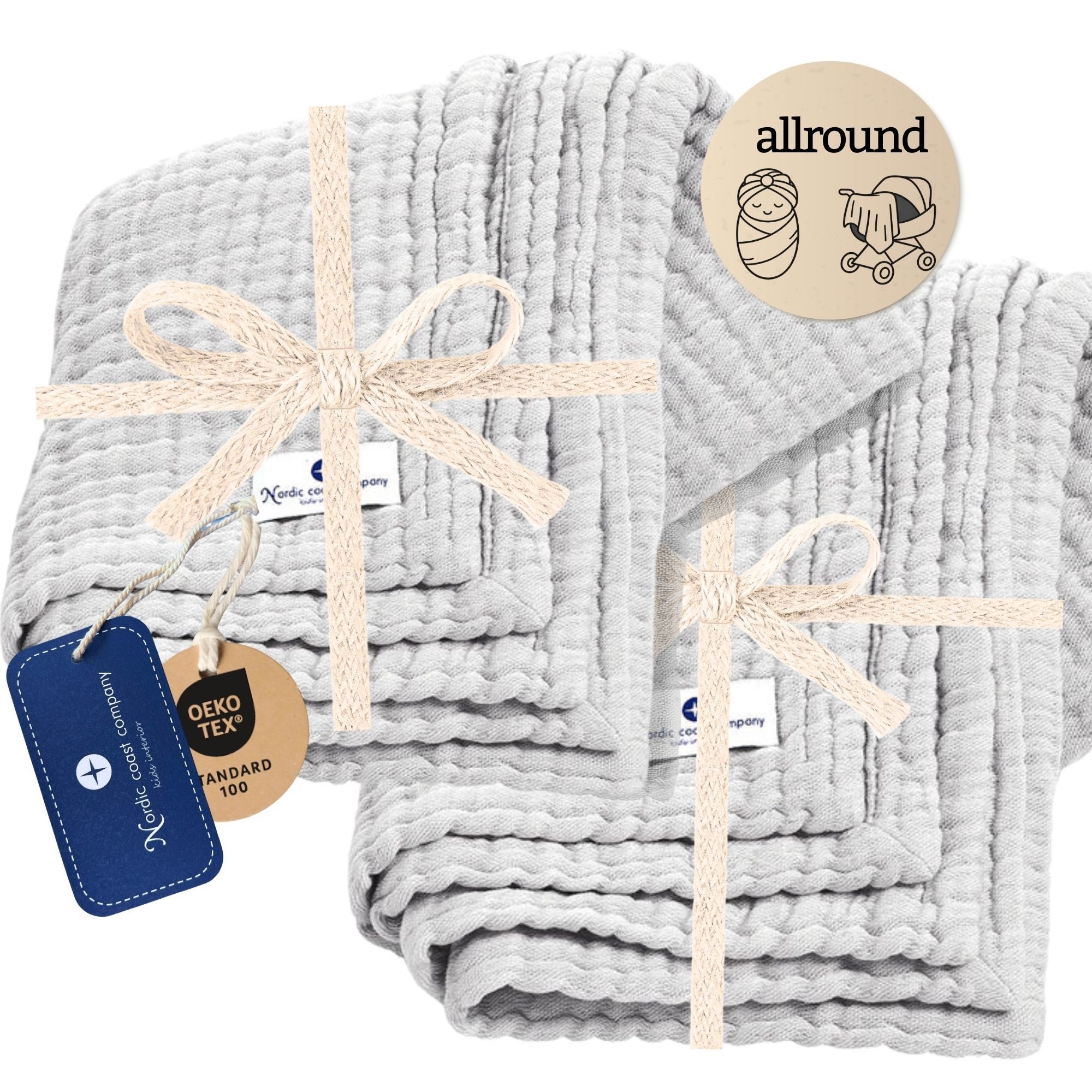 Nordic Coast Company Neugeborenen-Geschenkset Geschenk Set zur Geburt, Puckdecke, Musselindecke, Babydecke Spucktuch Baby-Set Erstausstattung Geburt Babyausstattung- bessere Windeltorte