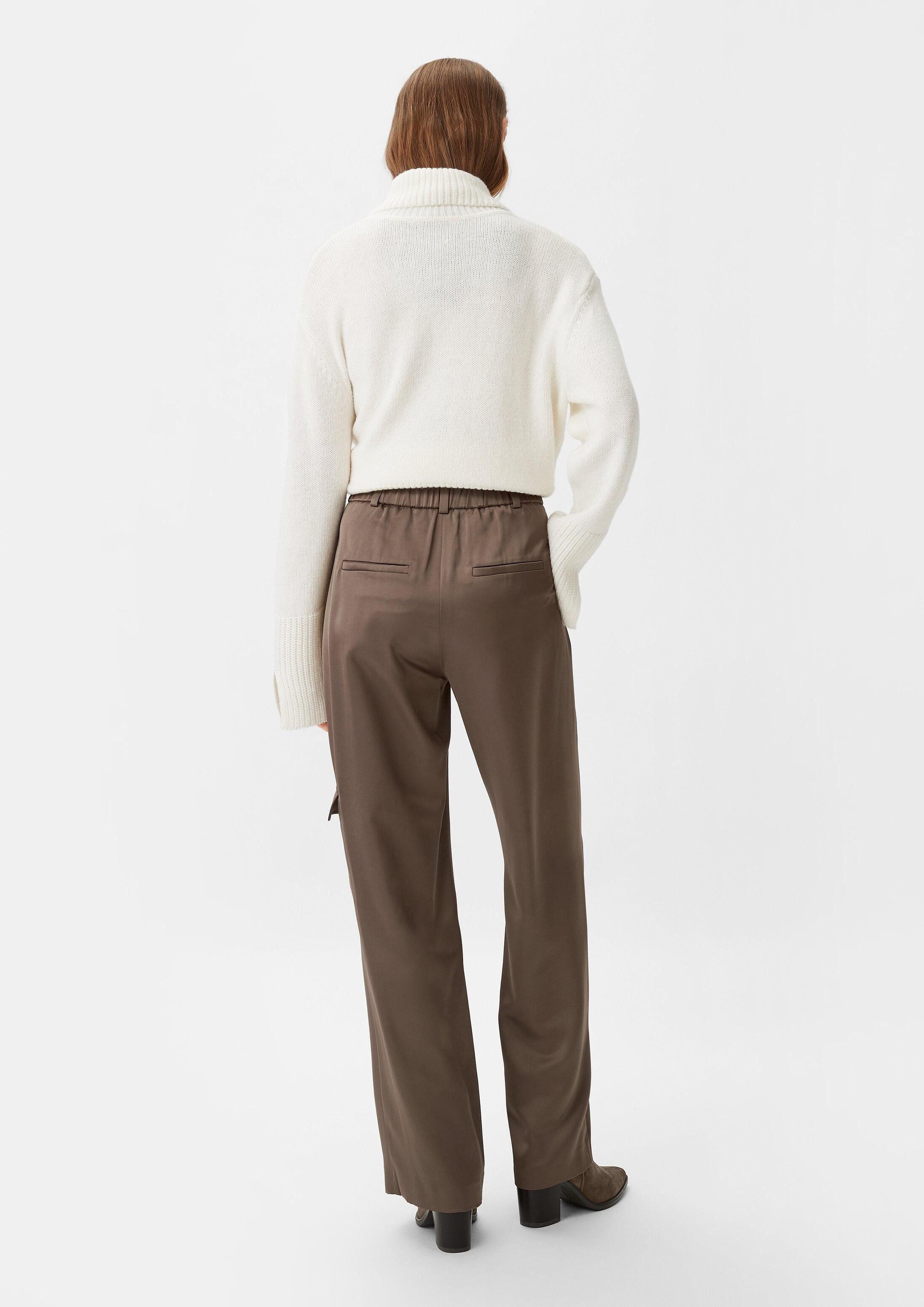 comma Chinos Hose Relaxed: Satinhose mit Wide Leg