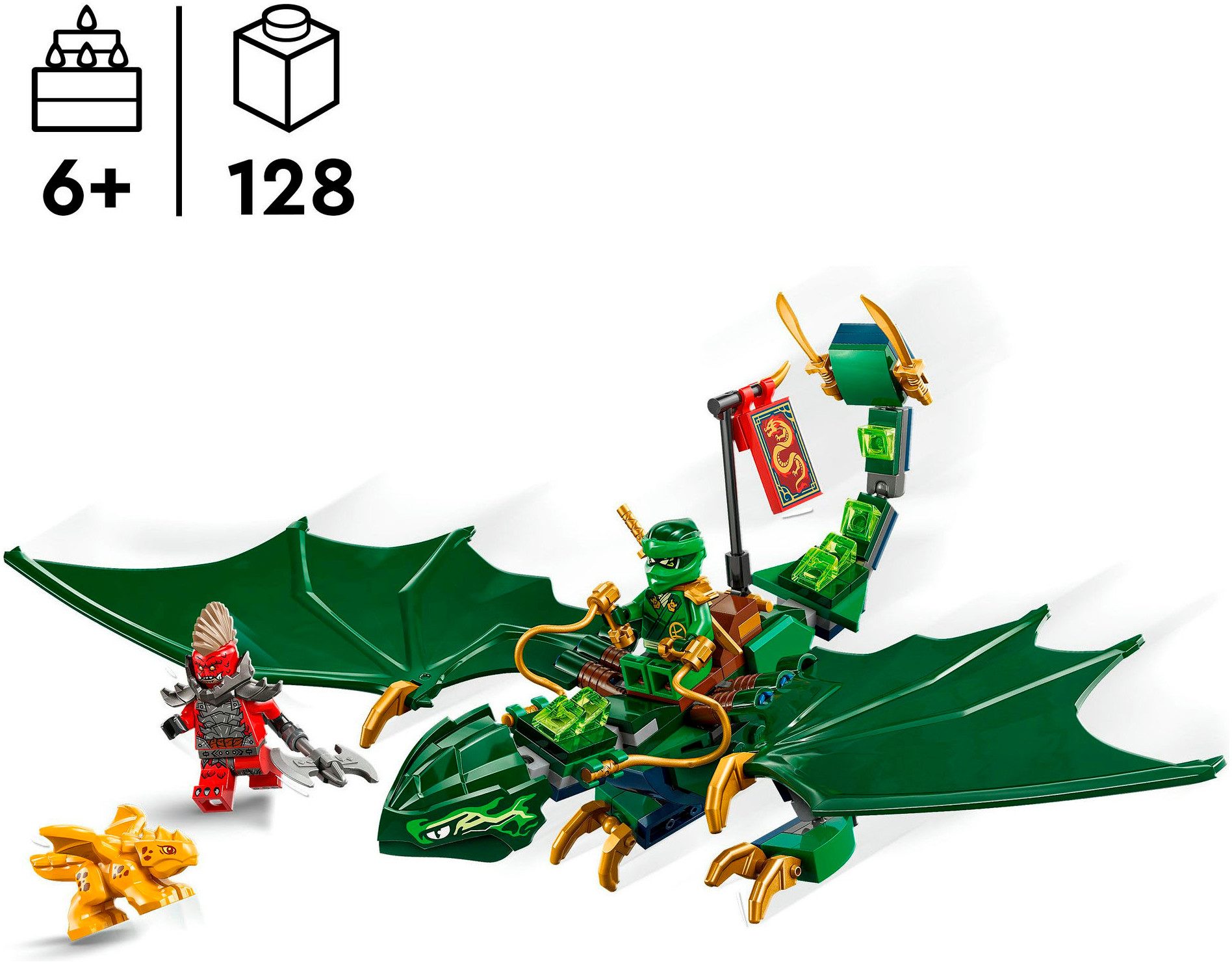 LEGO® Lloyds grüner Walddrache (71829), LEGO Ninjago Konstruktionsspielsteine, (128 St), Made in Europe