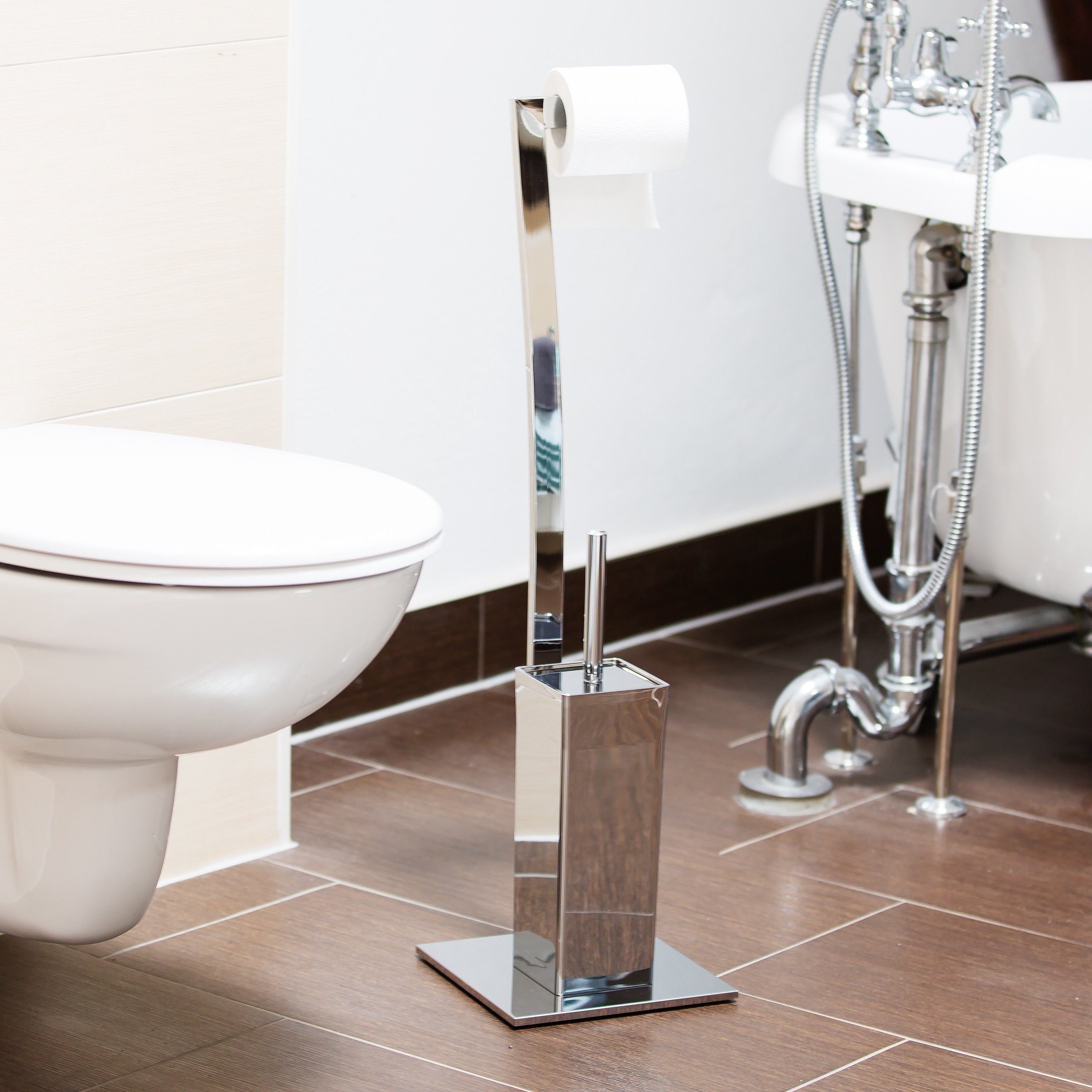 relaxdays Badezimmer-Set WC Garnitur WIMEDO Edelstahl, günstig online kaufen