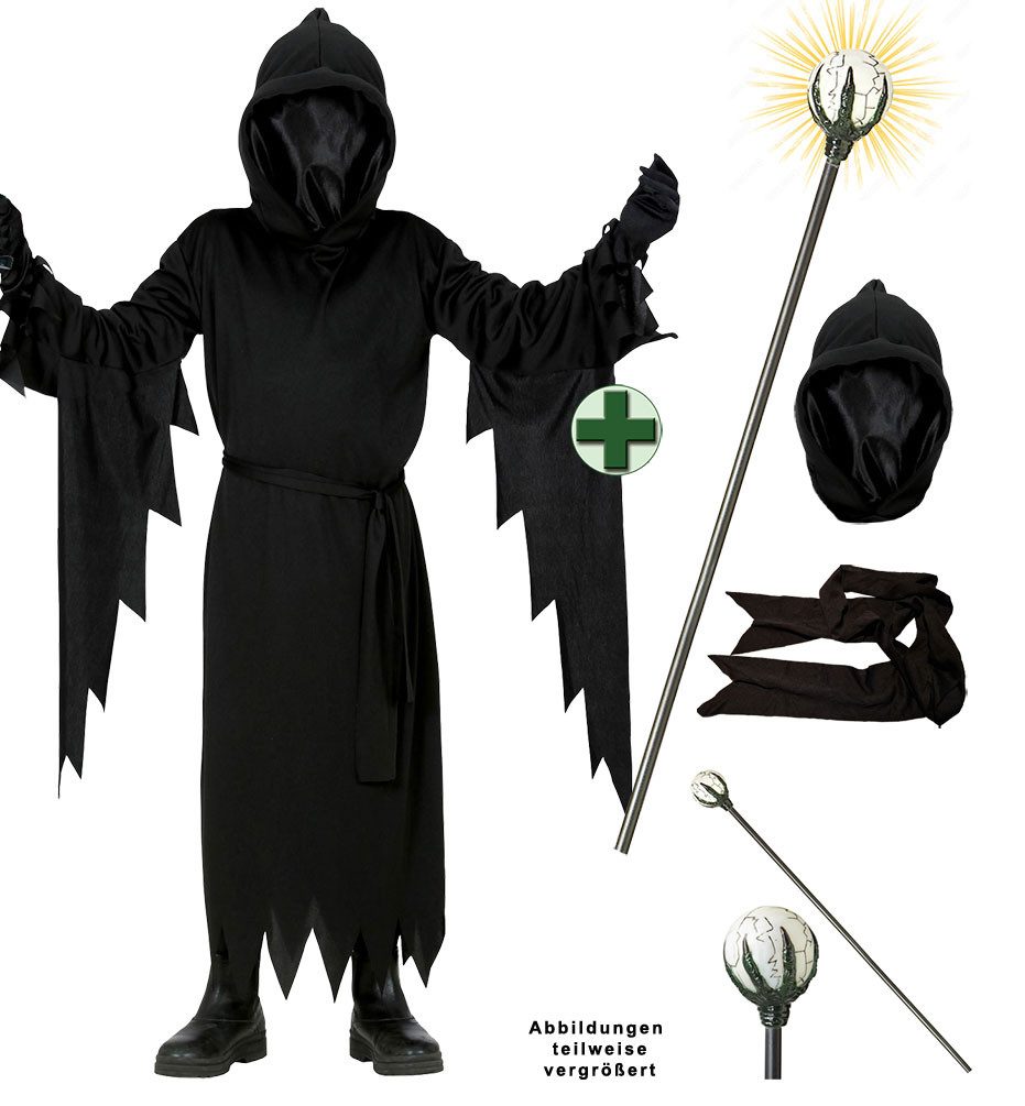 Zauberer-Kostüm Kinder Hexenmeister mit Zauberer-Stab Halloween