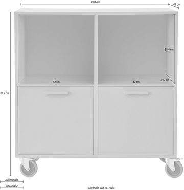 Hammel Furniture Regal Keep by Hammel, mit 2 Türen und Rollen, Breite 88,6 cm, flexible Möbelserie