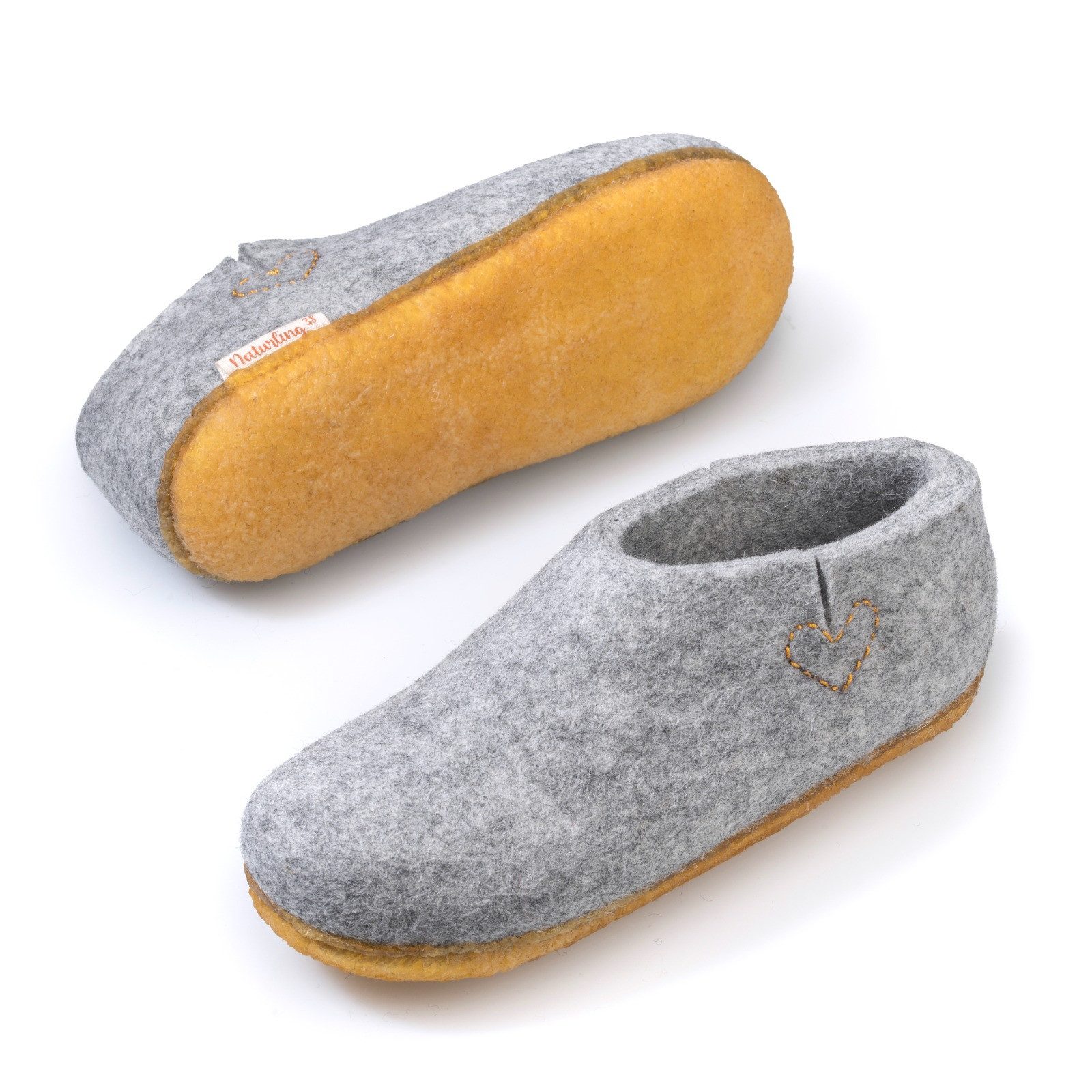 naturling Damen Boots Hausschuh (halbhohe Pantoffel mit) rutschfeste Kautschuksohle