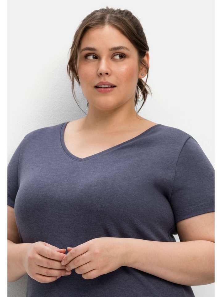 Größen V-Ausschnitt T-Shirt mit Sheego Große