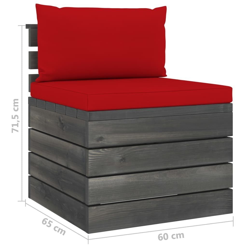 Paletten aus Rot vidaXL Kissen Kiefernholz, mit Garten-Sofagarnitur Gartenlounge-Set (8-tlg) 8-tlg.