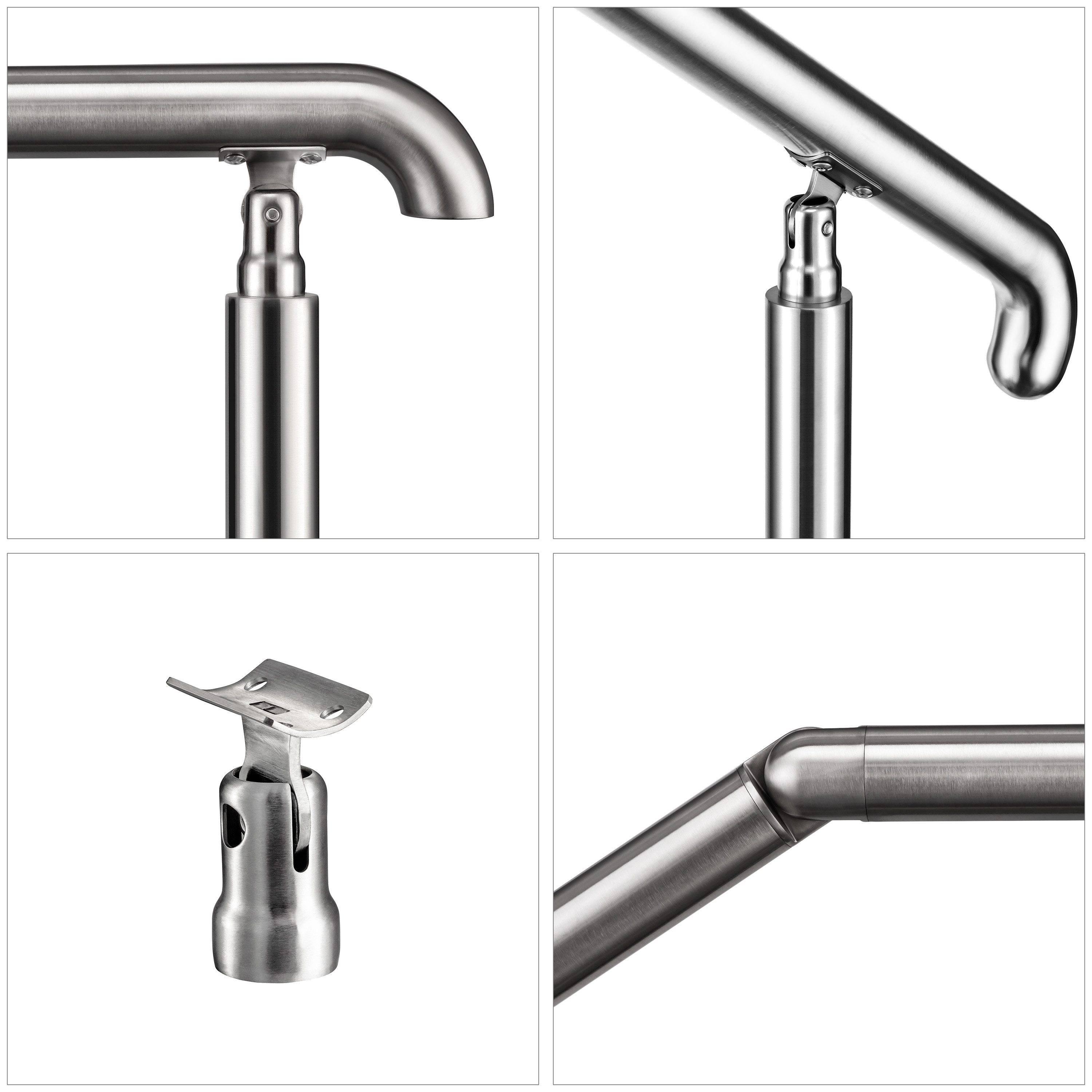 AICA Treppengeländer AICA Edelstahl-Treppengeländer für 2–5 Stufen, verstellbar geländer, 108 cm Länge, Eingangsgeländer, silber/schwarz, 108/136/162 cm – Bild 3 von 5