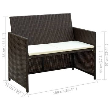 vidaXL Loungesofa 2-Sitzer-Gartensofa mit Polstern Braun Poly Rattan, 1 Teile