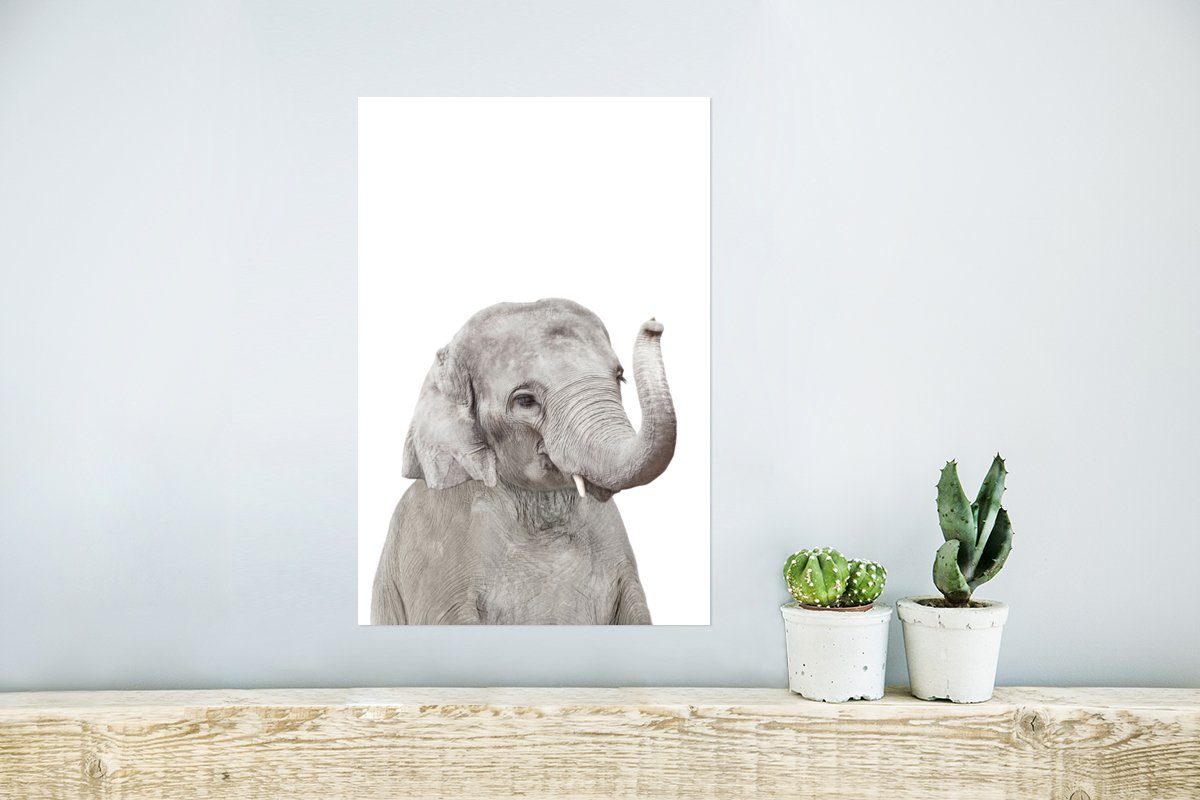 MuchoWow Poster Elefant - Tiere für - Grau Natur, Wandbild, Poster, Ohne Wohnzimmer, (1 Wandposter St), Rahmen 