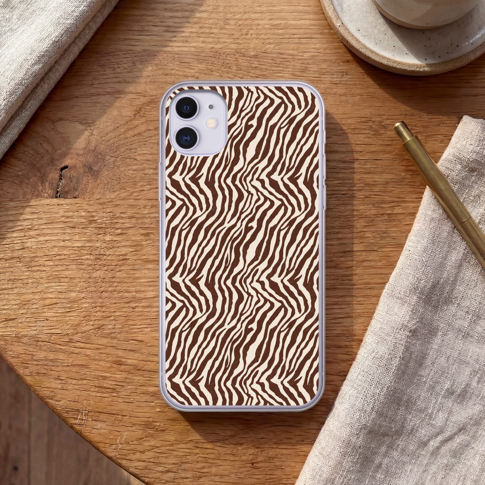 MuchoWow Handyhülle für Apple iPhone 11 Zebra - Muster - Schwarz - Weiß, Smartphone-Bumper, Print, Handy Schutzhülle Dünn