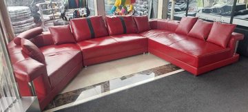 JVmoebel Ecksofa Modern Rot Ecksofa U-form USB Ladestation Luxus Design Sofort, 3 Teile, Made in Europa