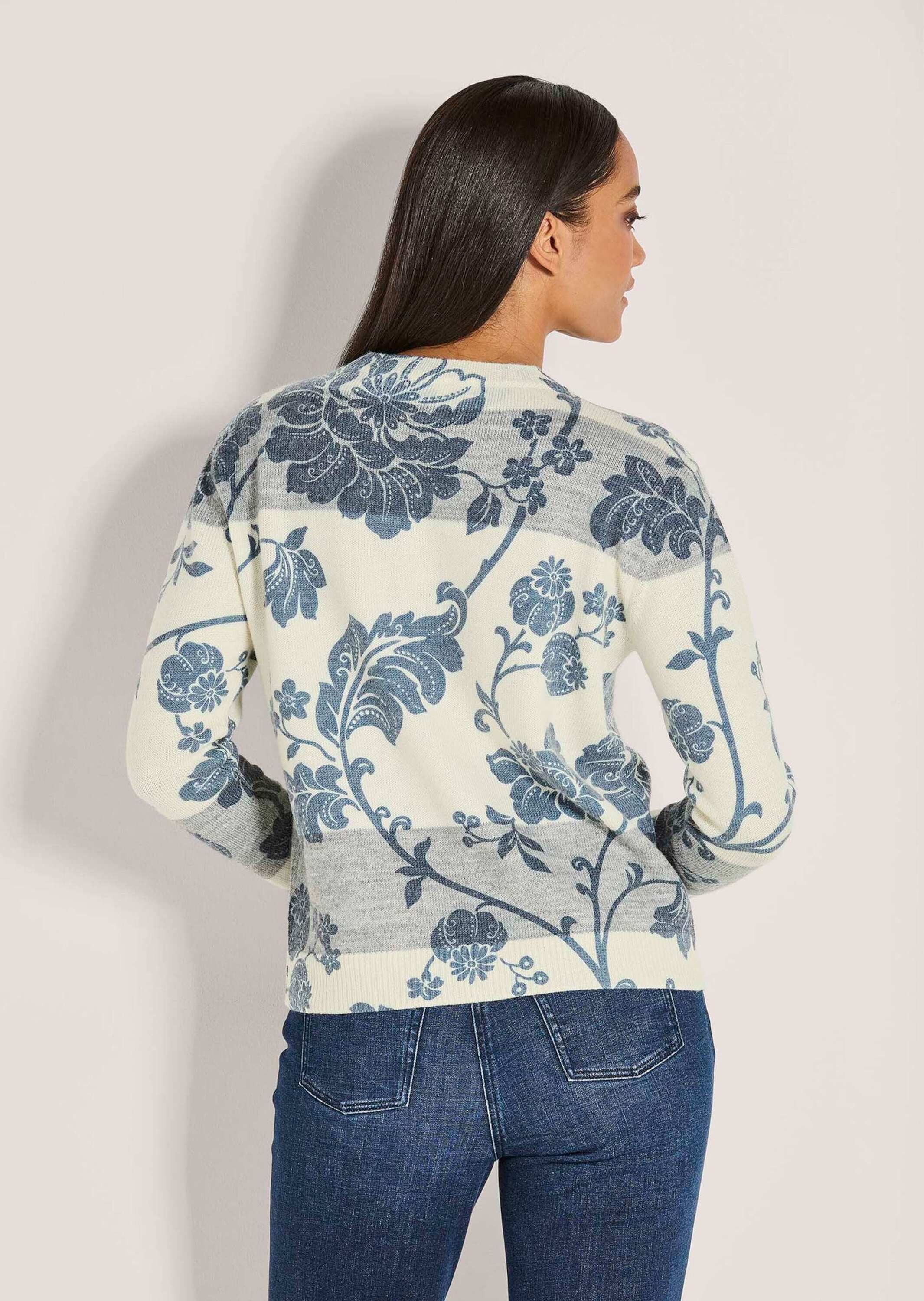 MADELEINE Strickpullover Rundhals-Pullover im Muster-Mix Rundhals Oberteil mit Muster, langärmelig, italienische Garnmischung