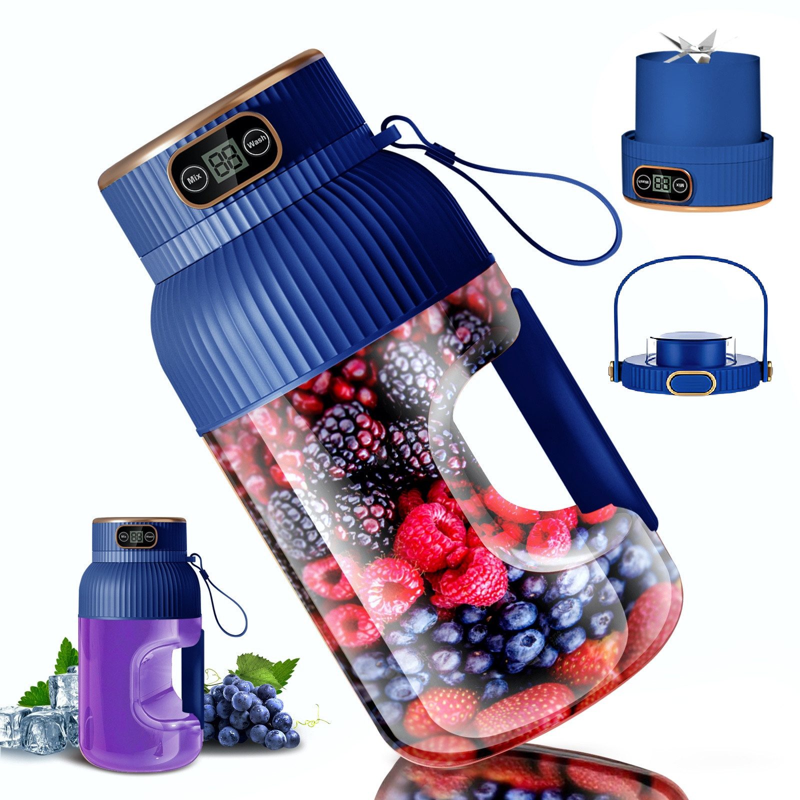 Fine Life Pro Standmixer Tragbarer Saftpresse, 1200 ml großer Fassungsvermögen, 78 W, Mini-Mixer, geeignet für die Küche, im Freien und im Fitnessstudio