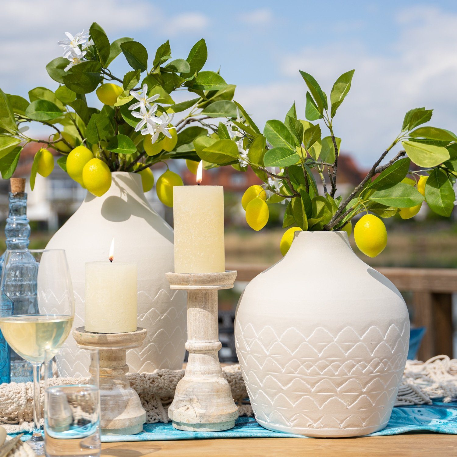 Kerzenständer FENJA, H 20 cm, Mangoholz massiv, Wischoptik, (1 St), Beige, günstig online kaufen