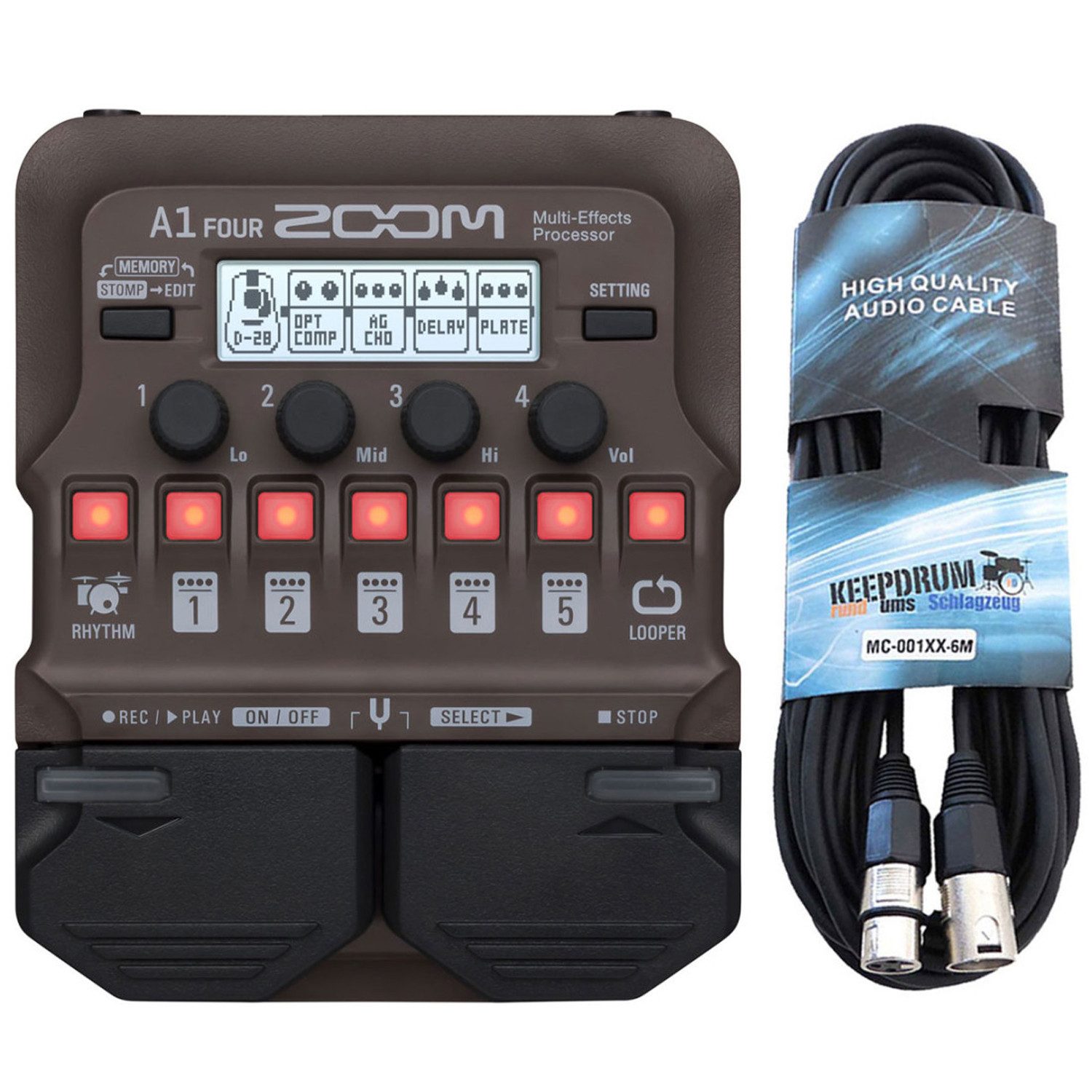 Zoom Audio E-Gitarre Zoom A1 Four Effektgerät mit XLR-Kabel, mit XLR Kabel