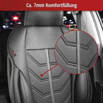 WALSER Autositzauflage sportliche Universal Auto Kunstleder Sitzauflage Kimi grau