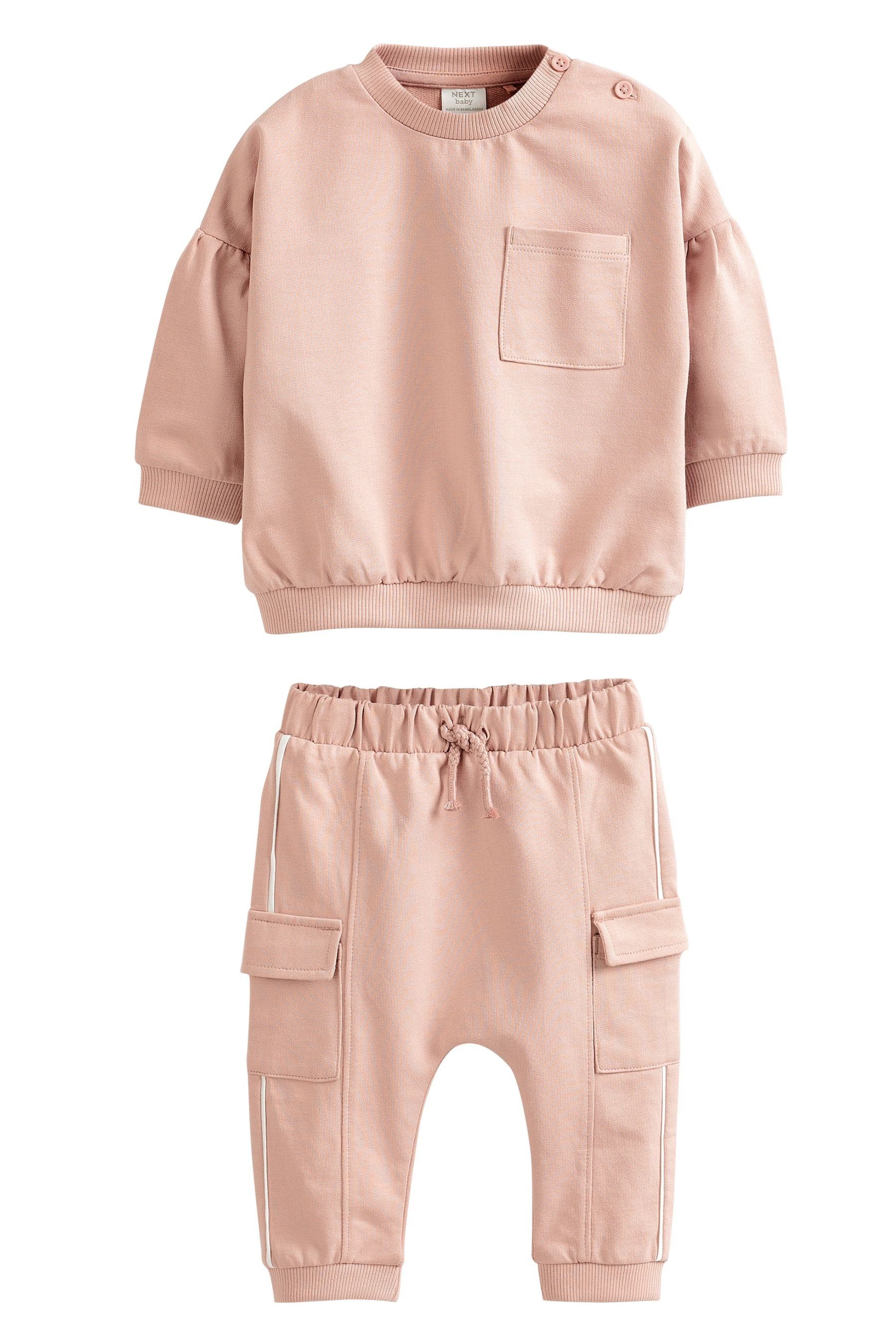 Next Shirt & Leggings 2-teiliges Babyset mit Sweatshirt und Leggings (2-tlg) Pink Cargo