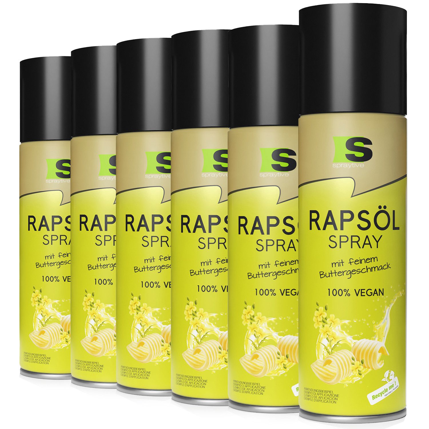 Spraytive Speiseöl 6x 400 ml Rapsöl-Spray mit feinem Buttergeschmack – zum Kochen, Backen, Made in Germany