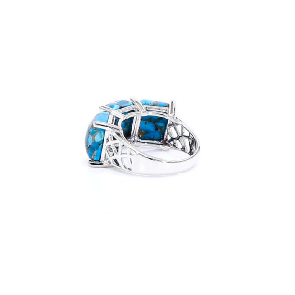 Cavill Silberring Blauer Mohave-Kupfer-Türkis Ring, 11,22 ct, 925 Silber platin (1-tlg)