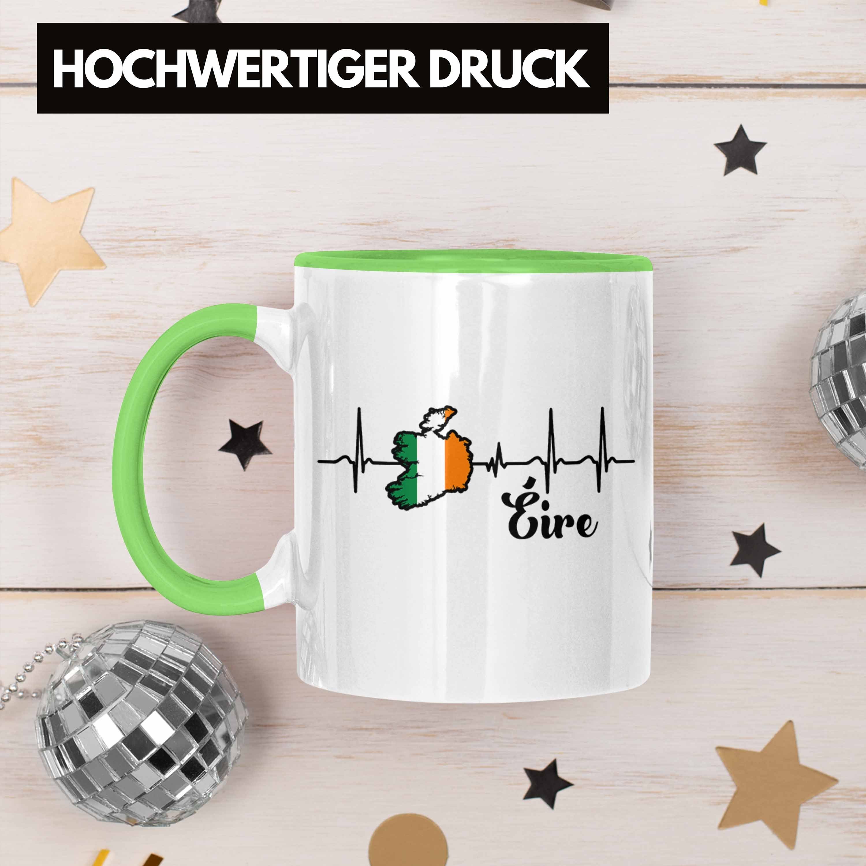 Irland-Fans für Geschenk Grün Trendation "Herzschlag Irland Eire" Tasse Tasse