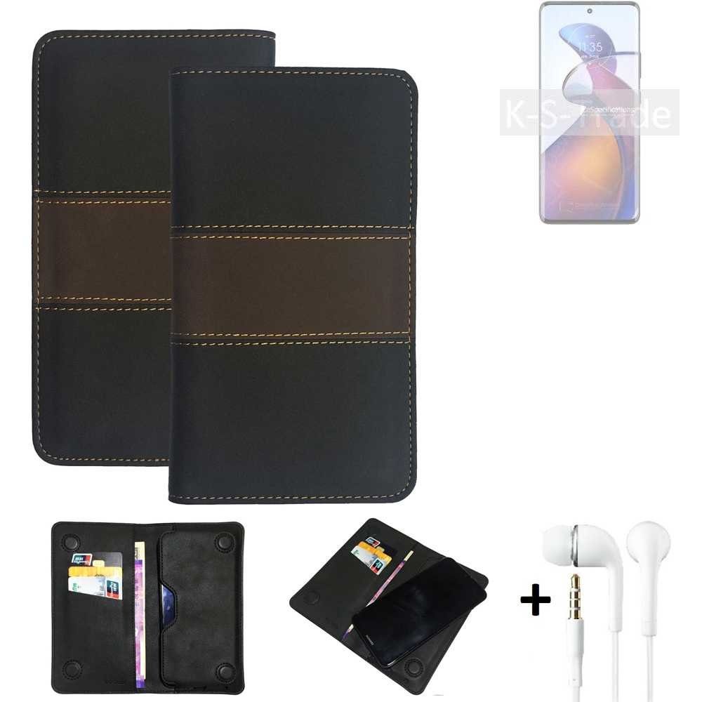 K-S-Trade Handyhülle für Motorola Edge 30 Fusion, Handyhülle + Kopfhörer Schutzhülle Walletcase Bookstyle Tasche