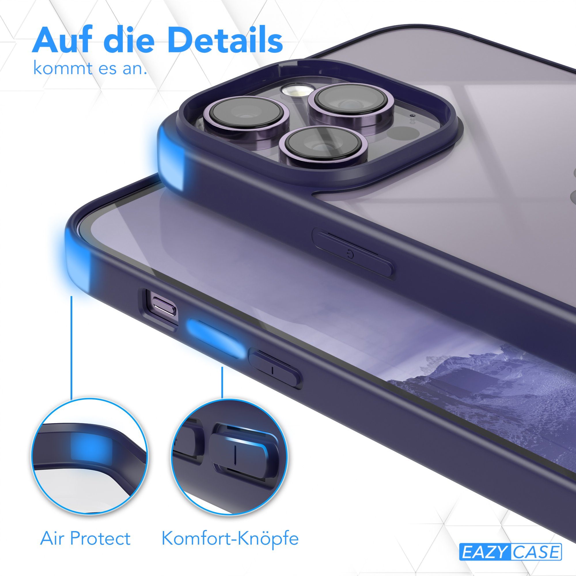 EAZY CASE Handyhülle Bumper Case für Apple iPhone 14 Pro Max 6,7 Zoll, Schutzhülle kratzfest Slim Cover Transparent Hybrid Handyhülle Lila – Bild 4 von 5