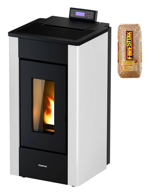 FreePoint Pelletofen SHARP Stahl, 7 kW, Raumheizvermögen: 168 m³, schwarz-weiß