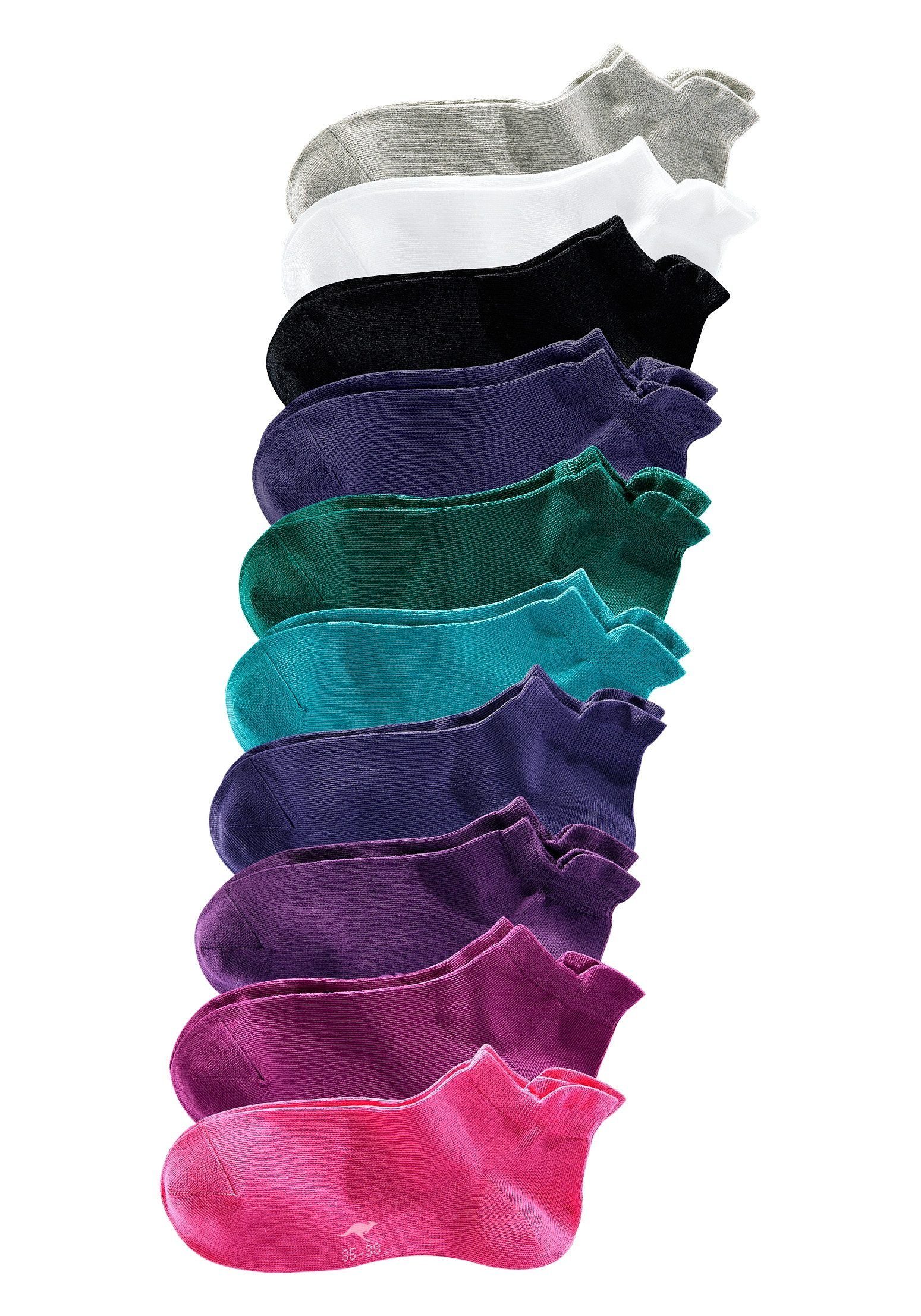 blau erhöhtem mit schwarz - türkis - - petrol - pflaume - Bündchen pink Sneakersocken weiß - - KangaROOS lila 10-Paar) (Set, * grau - himbeere